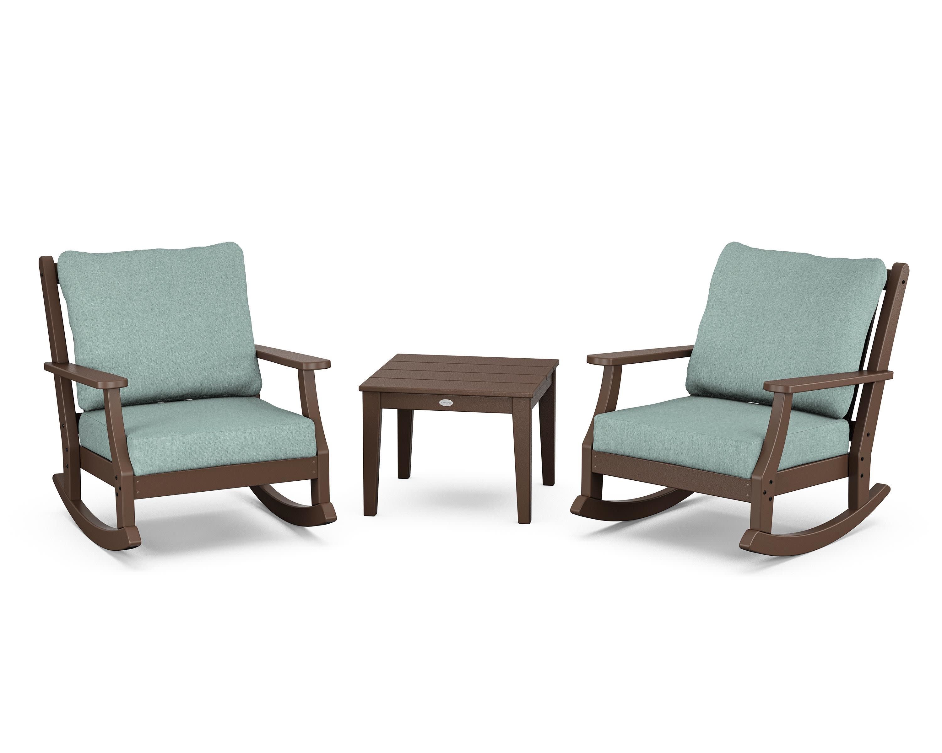 Wovendale 3-Piece Deep Seating Rocker Set in Mahogany / Glacier Spa