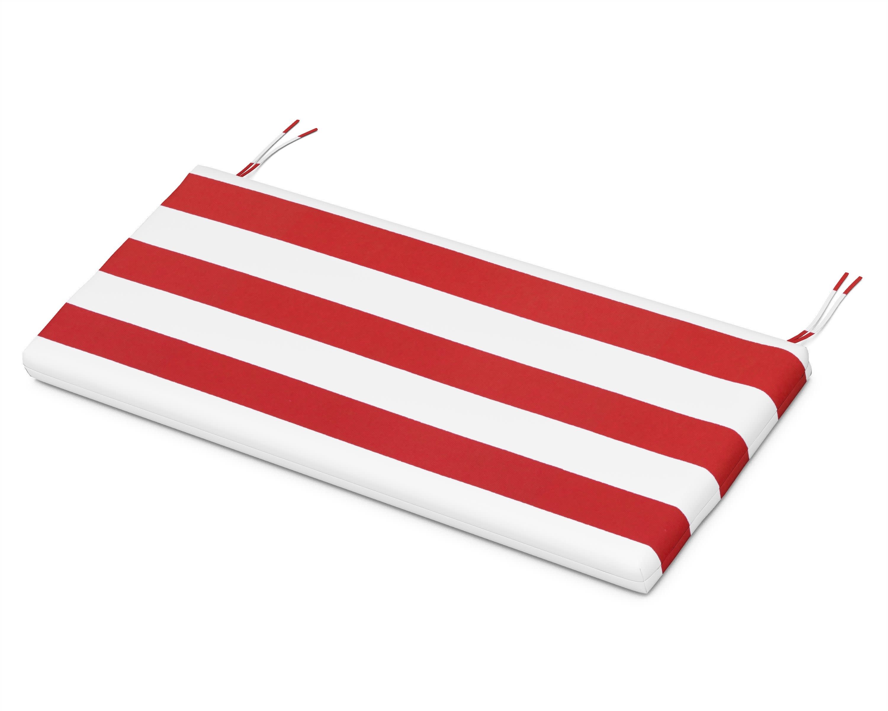 Bench Seat Cushion - 17.25"D x 43.5"W x 2.5"H in Cabana Stripe Crimson