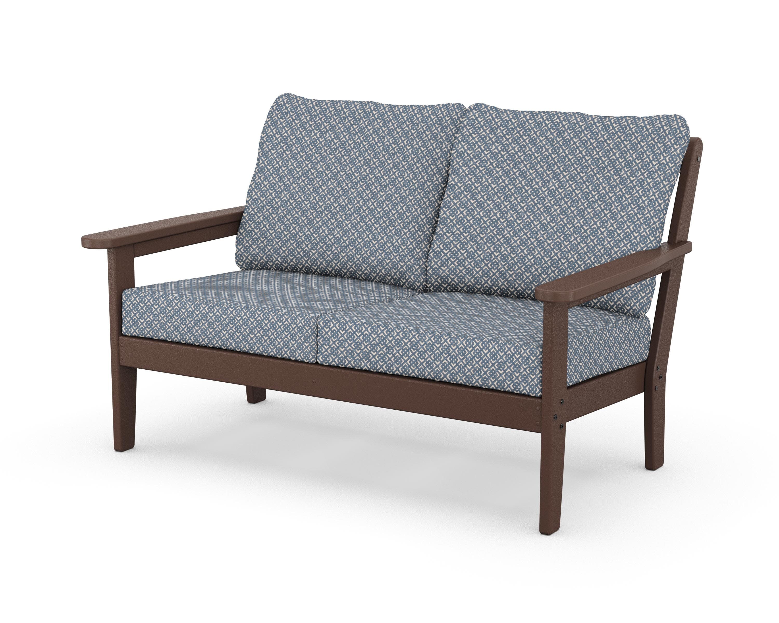 Cottage Deep Seating Loveseat in Mahogany / Hopscotch