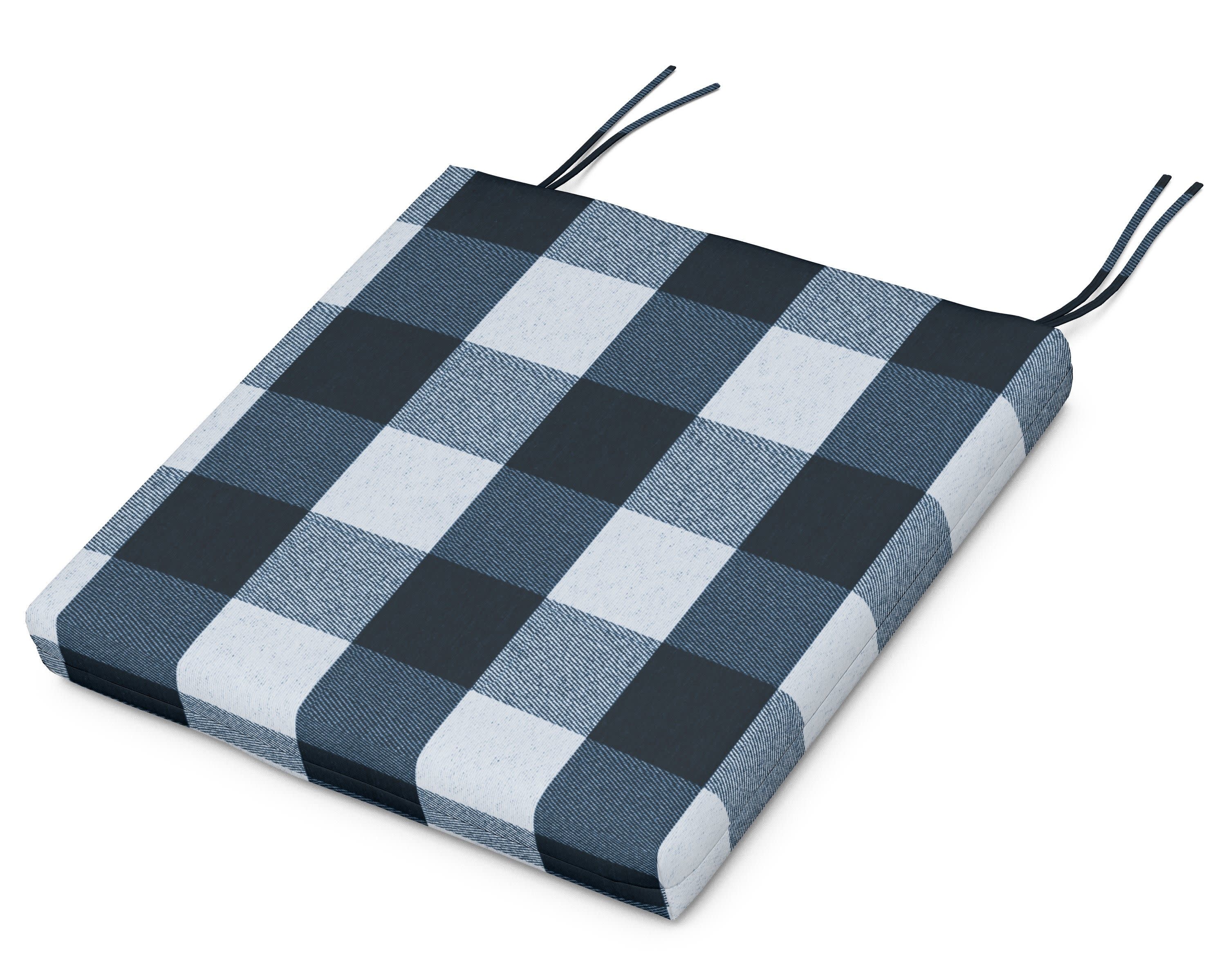 Standard Seat Cushion 17.25"D x 19.25"W x 2.5"H in Buffalo Plaid Marine Indigo