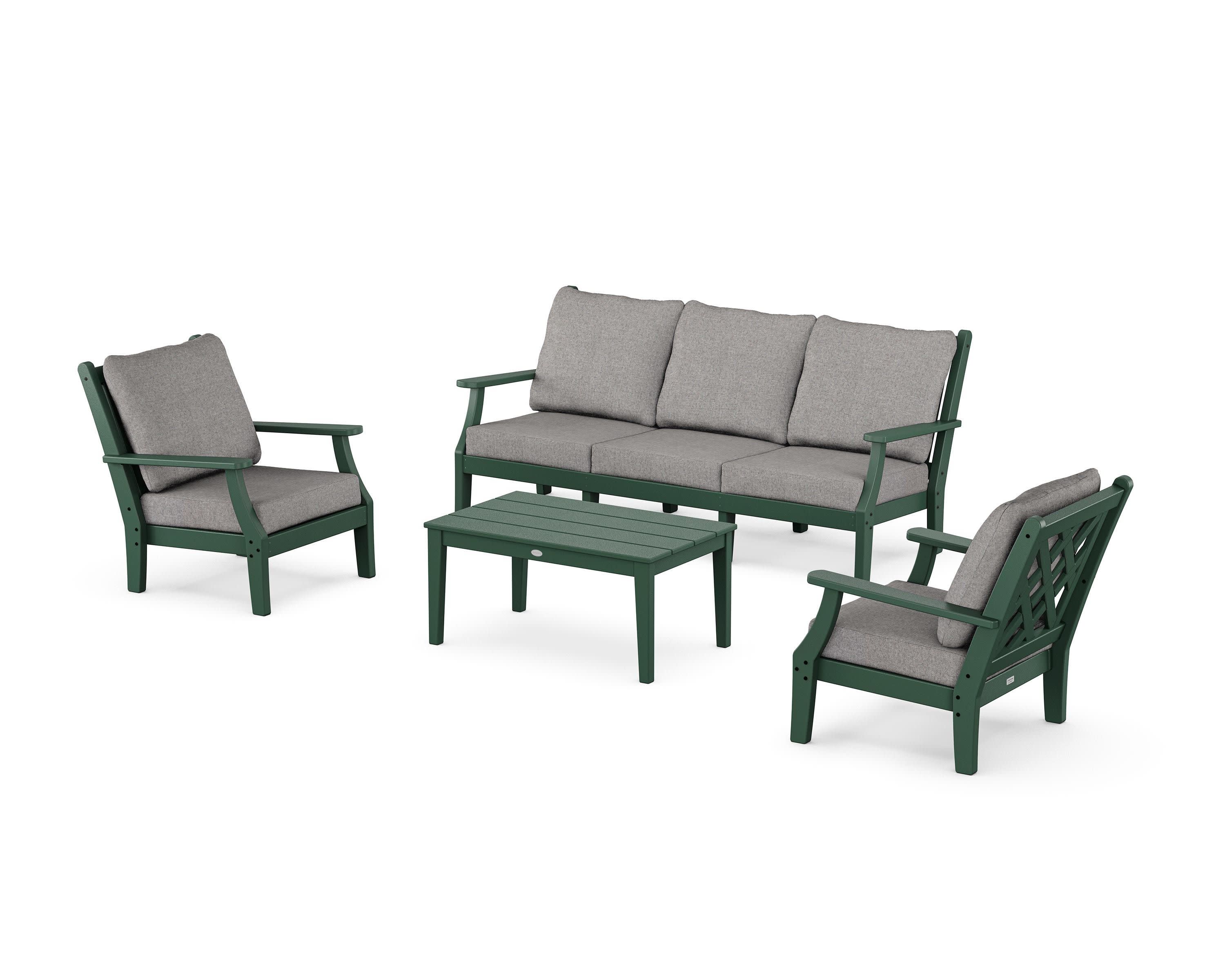Wovendale 4-Piece Deep Seating Set with Sofa in Green / Grey Mist