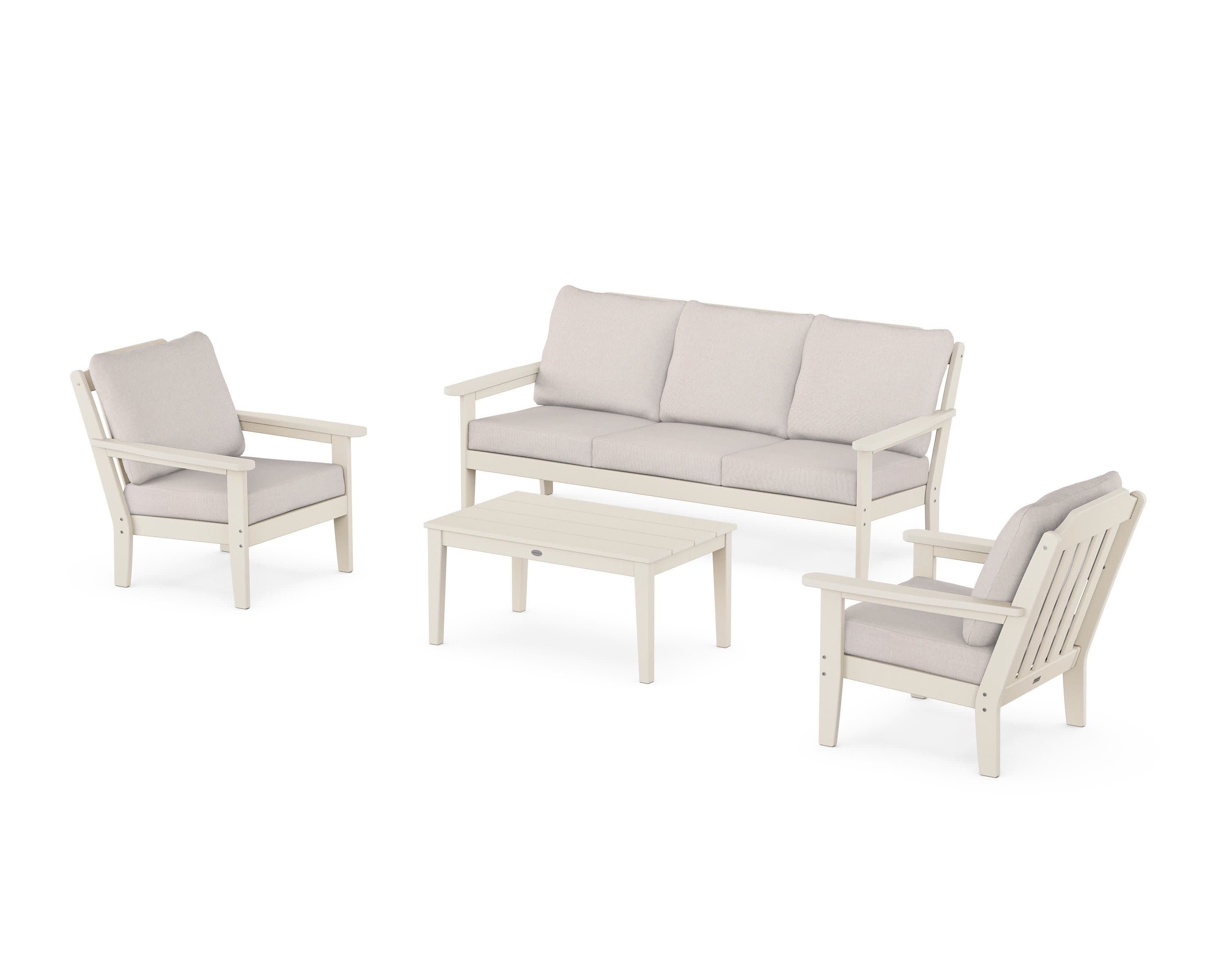 Cottage 4-Piece Deep Seating Set with Sofa in Sand / Dune Burlap