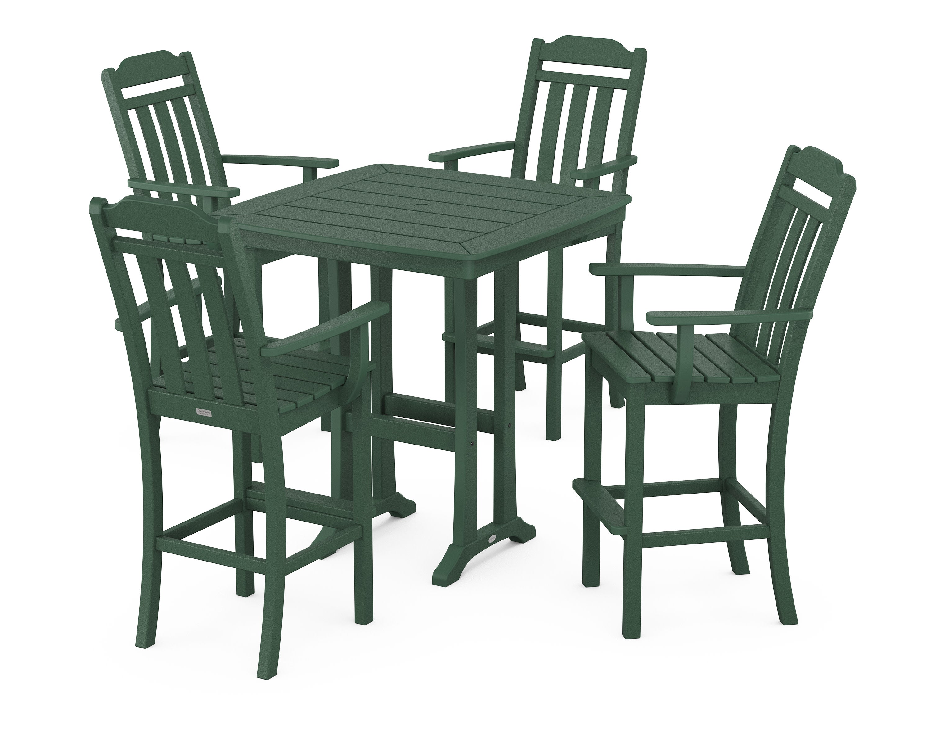 Cottage 5-Piece Bar Set with Trestle Legs in Green