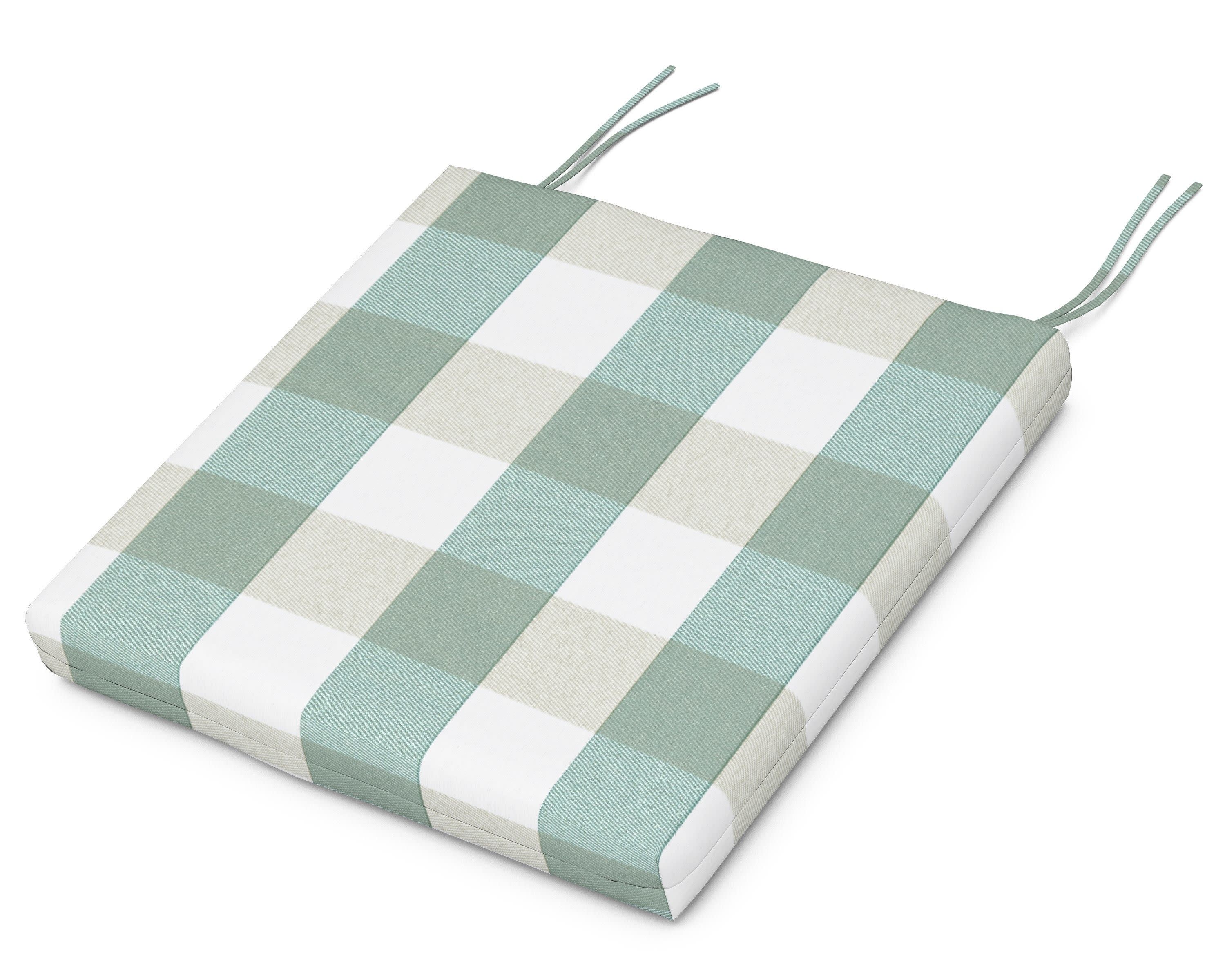 Seat Cushion - 17.5"D x 20"W x 2.5"H in Buffalo Plaid Glacier Spa