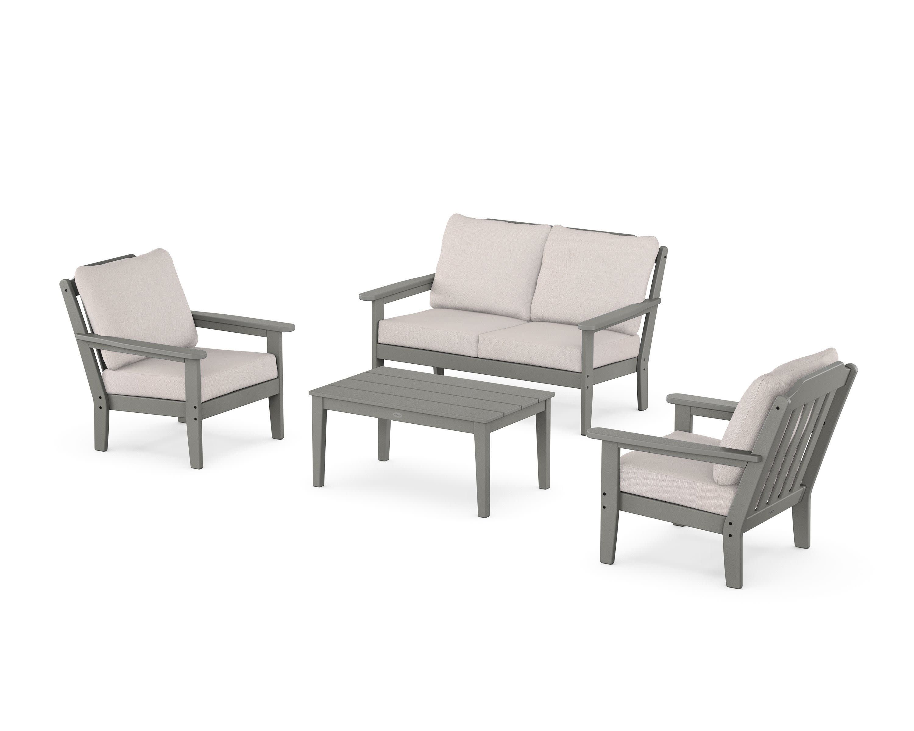 Cottage 4-Piece Deep Seating Set with Loveseat in Slate Grey / Dune Burlap