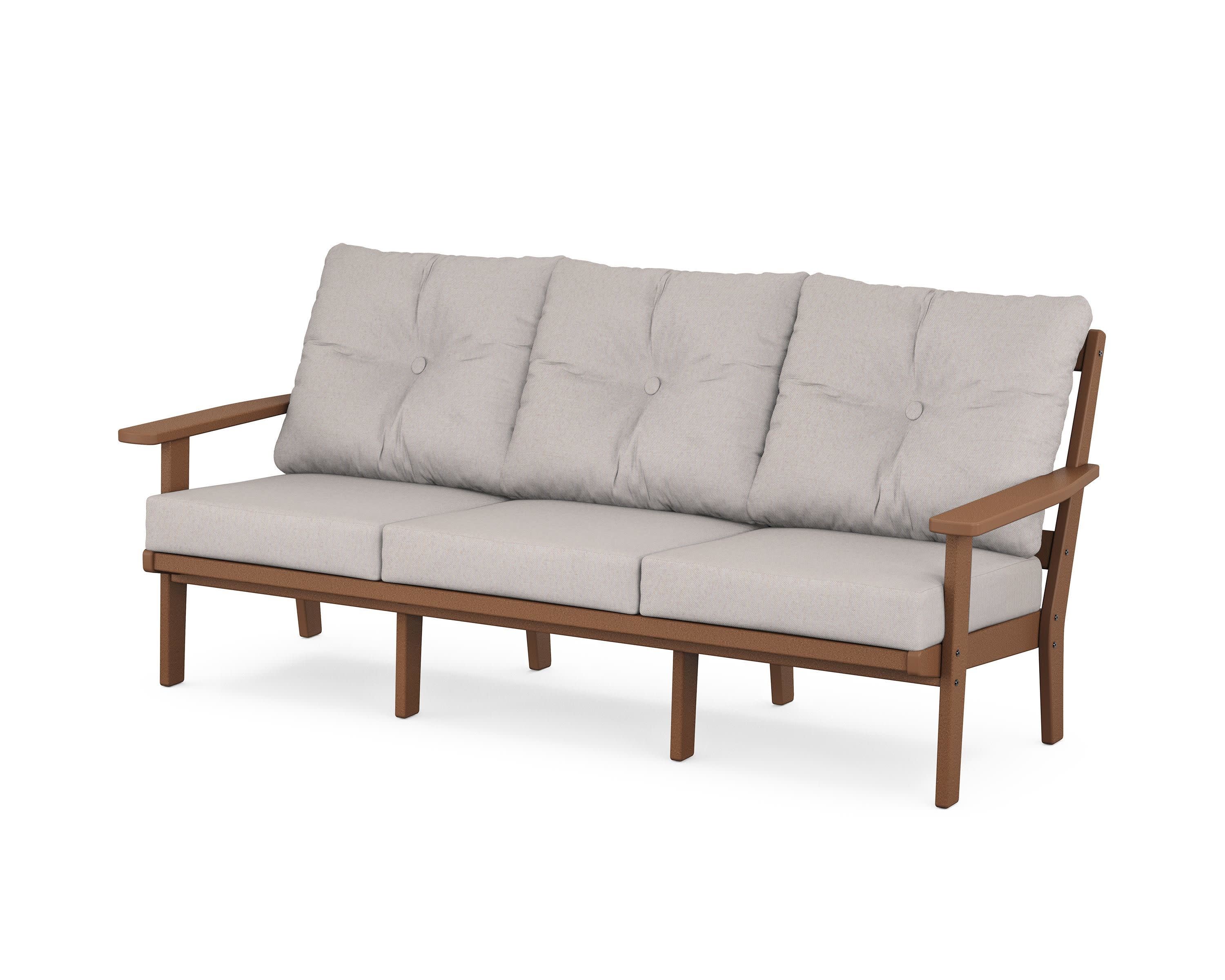 PrairieDeep Seating Sofa in Teak / Dune Burlap