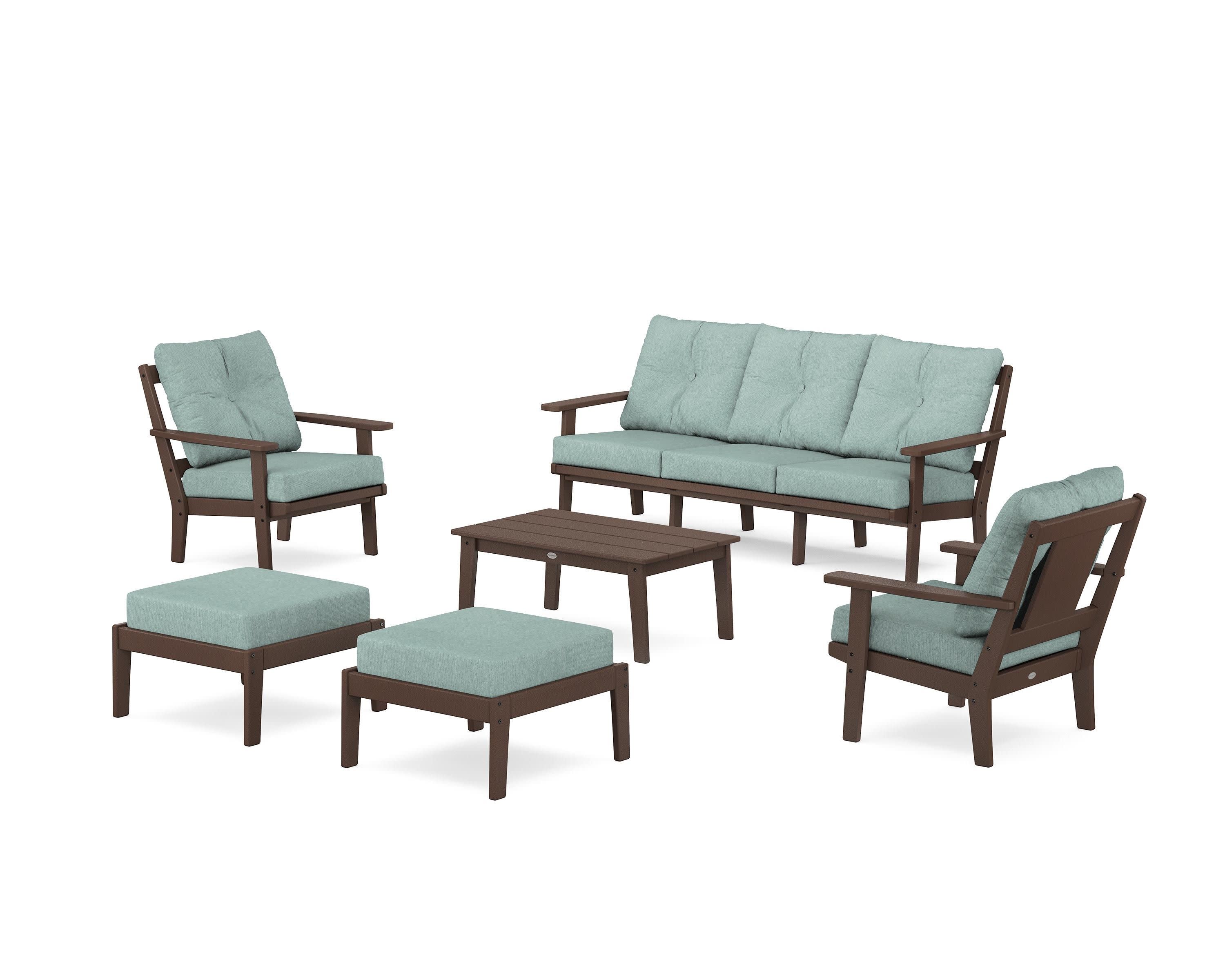 Prairie 6-Piece Lounge Sofa Set in Mahogany / Glacier Spa