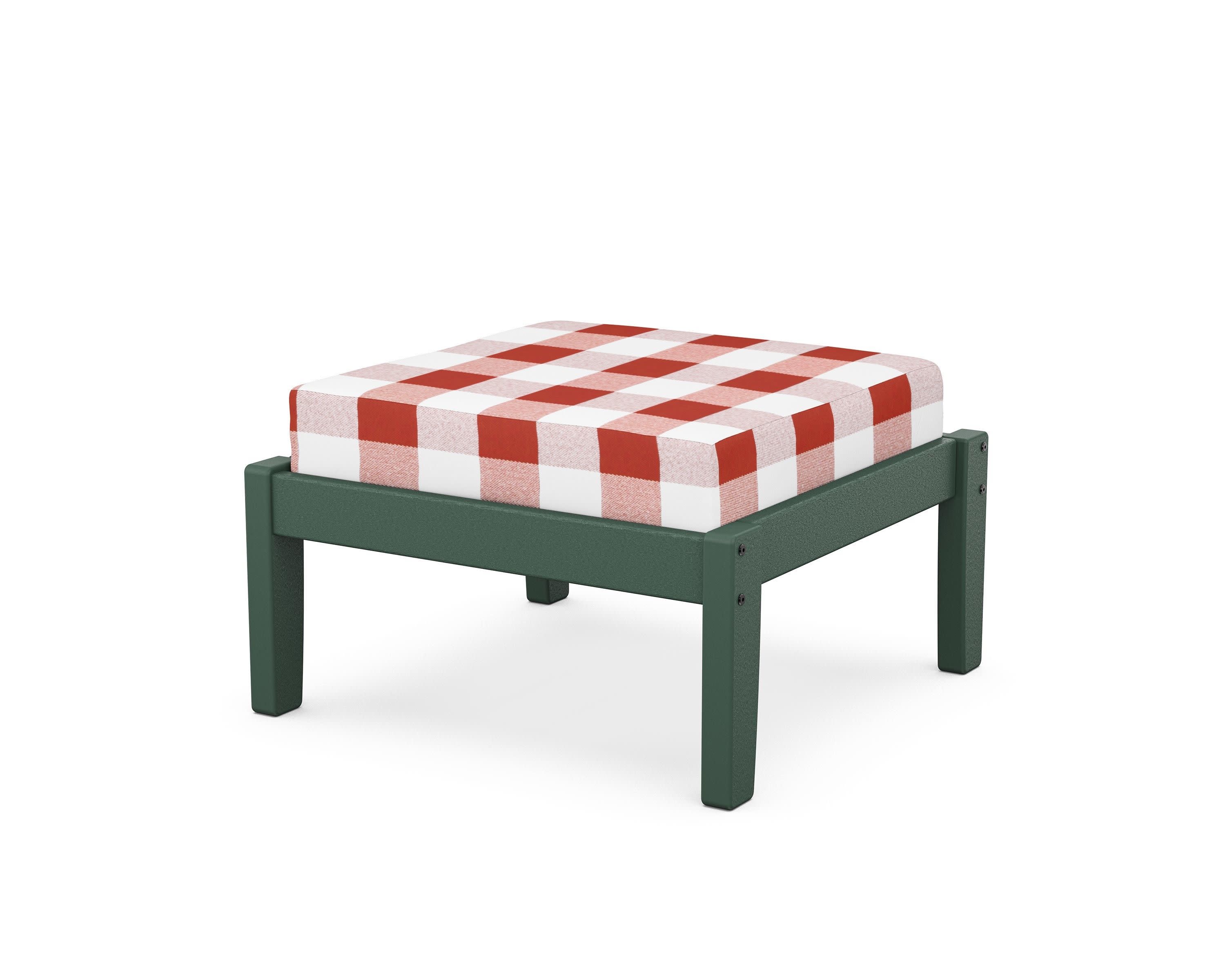 Deep Seating Ottoman in Green / Buffalo Plaid Crimson