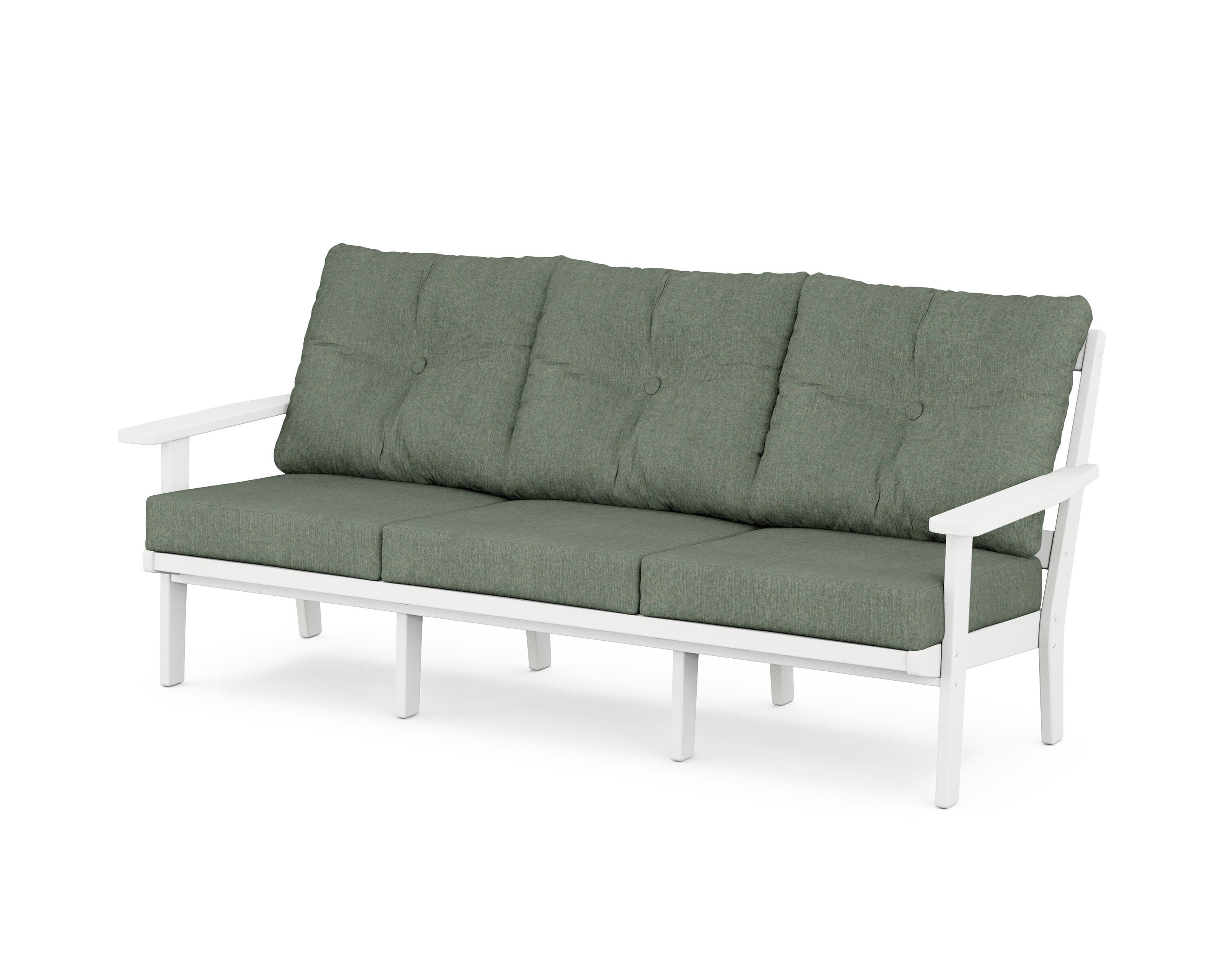 PrairieDeep Seating Sofa in White / Cast Sage