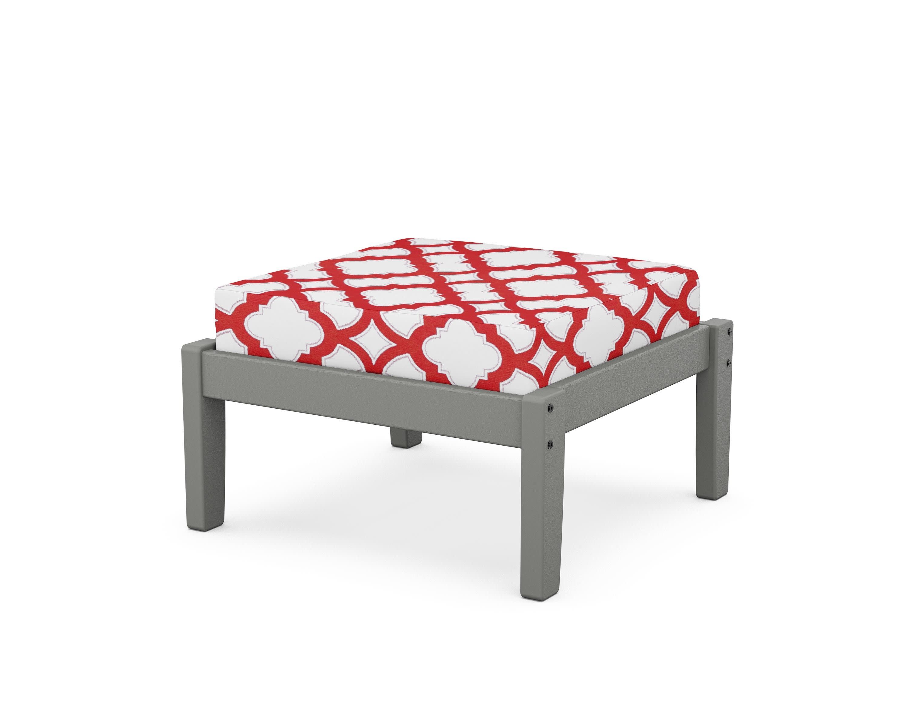 Deep Seating Ottoman in Slate Grey / Trellis Crimson