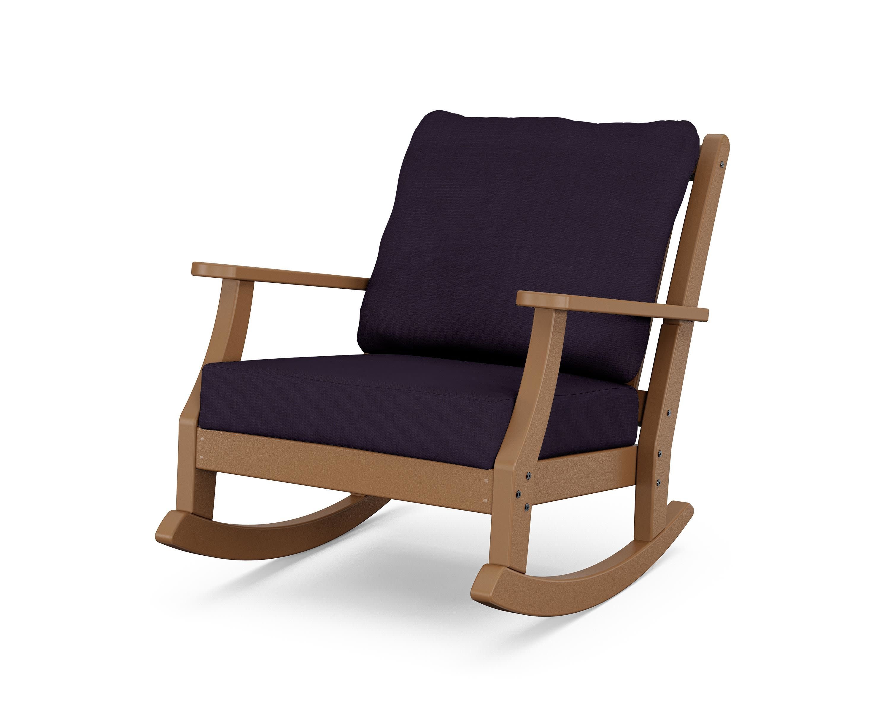 Wovendale Deep Seating Rocking Chair in Teak / Navy Linen