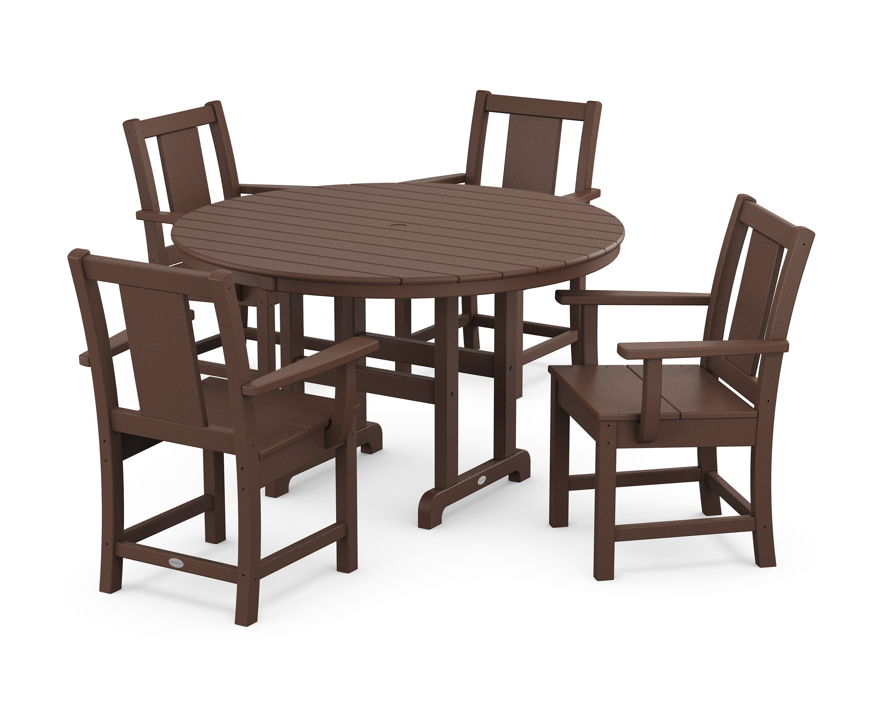 Prairie 5-Piece Round Farmhouse Dining Set in Mahogany