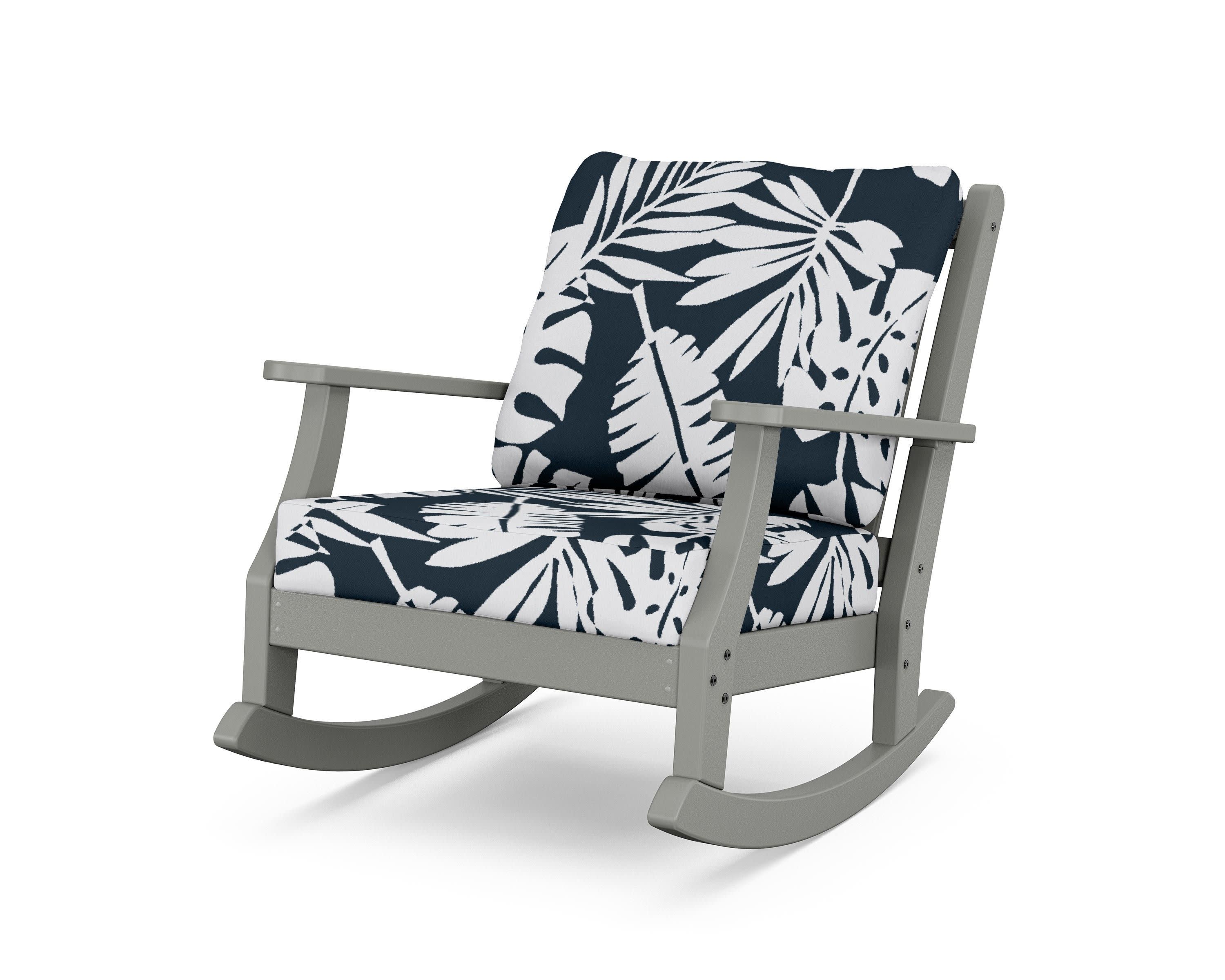 Wovendale Deep Seating Rocking Chair in Slate Grey / Leaf Marine Indigo