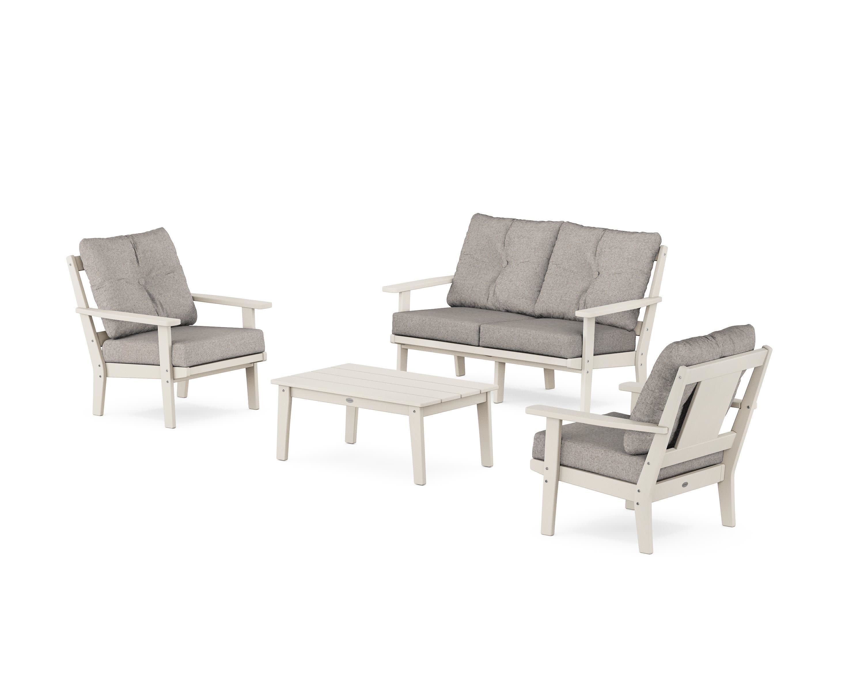 Prairie 4-Piece Deep Seating Set with Loveseat in Sand / Weathered Tweed