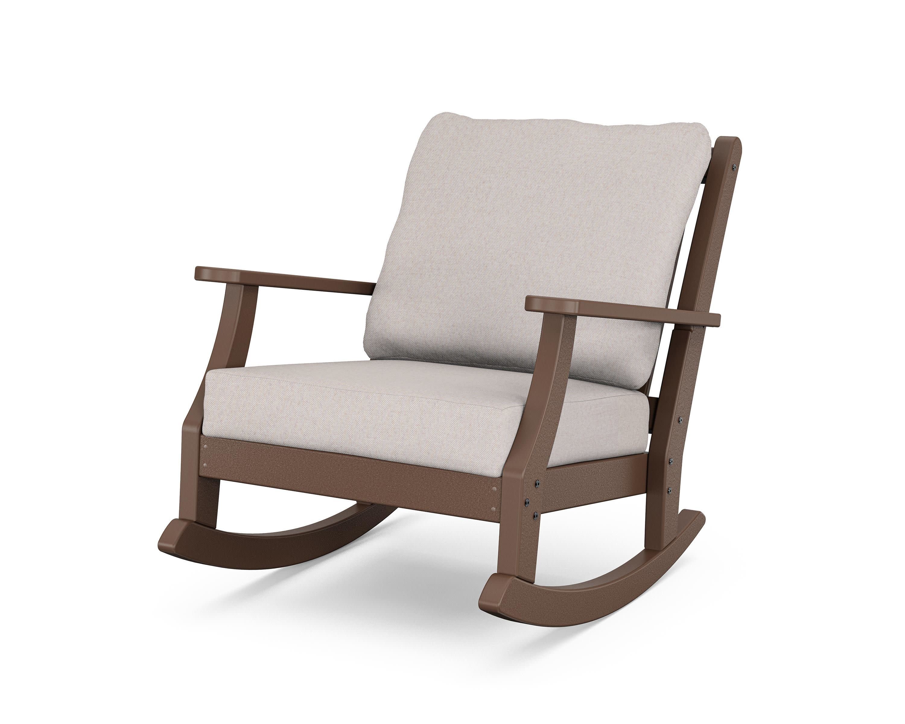 Wovendale Deep Seating Rocking Chair in Mahogany / Dune Burlap