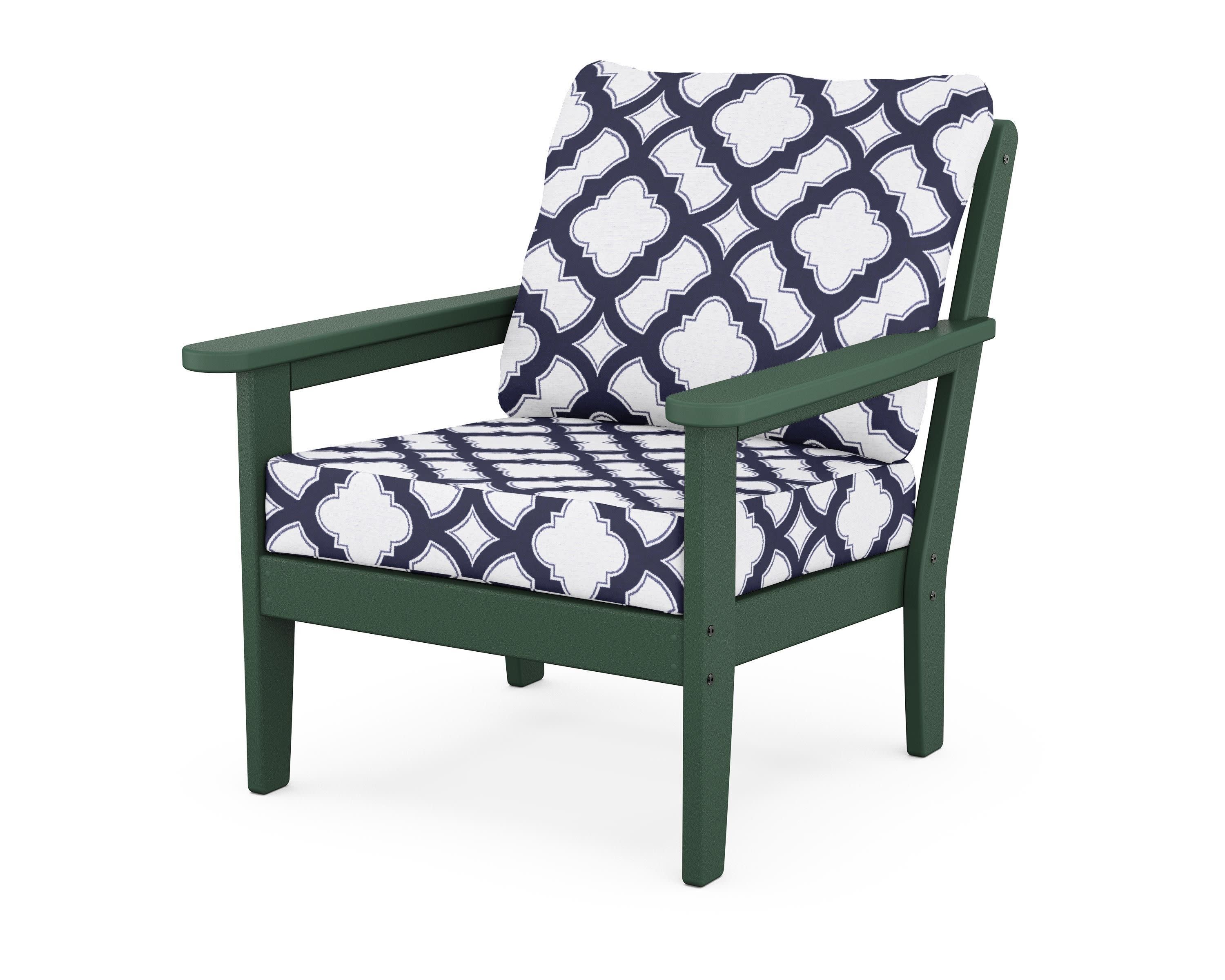 Cottage Deep Seating Chair in Green / Trellis Navy