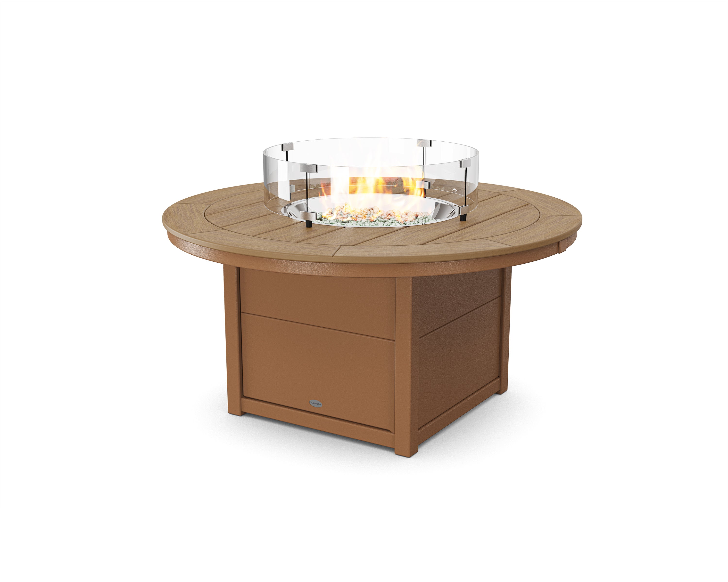 Round 48" Fire Pit Table in Teak / Natural