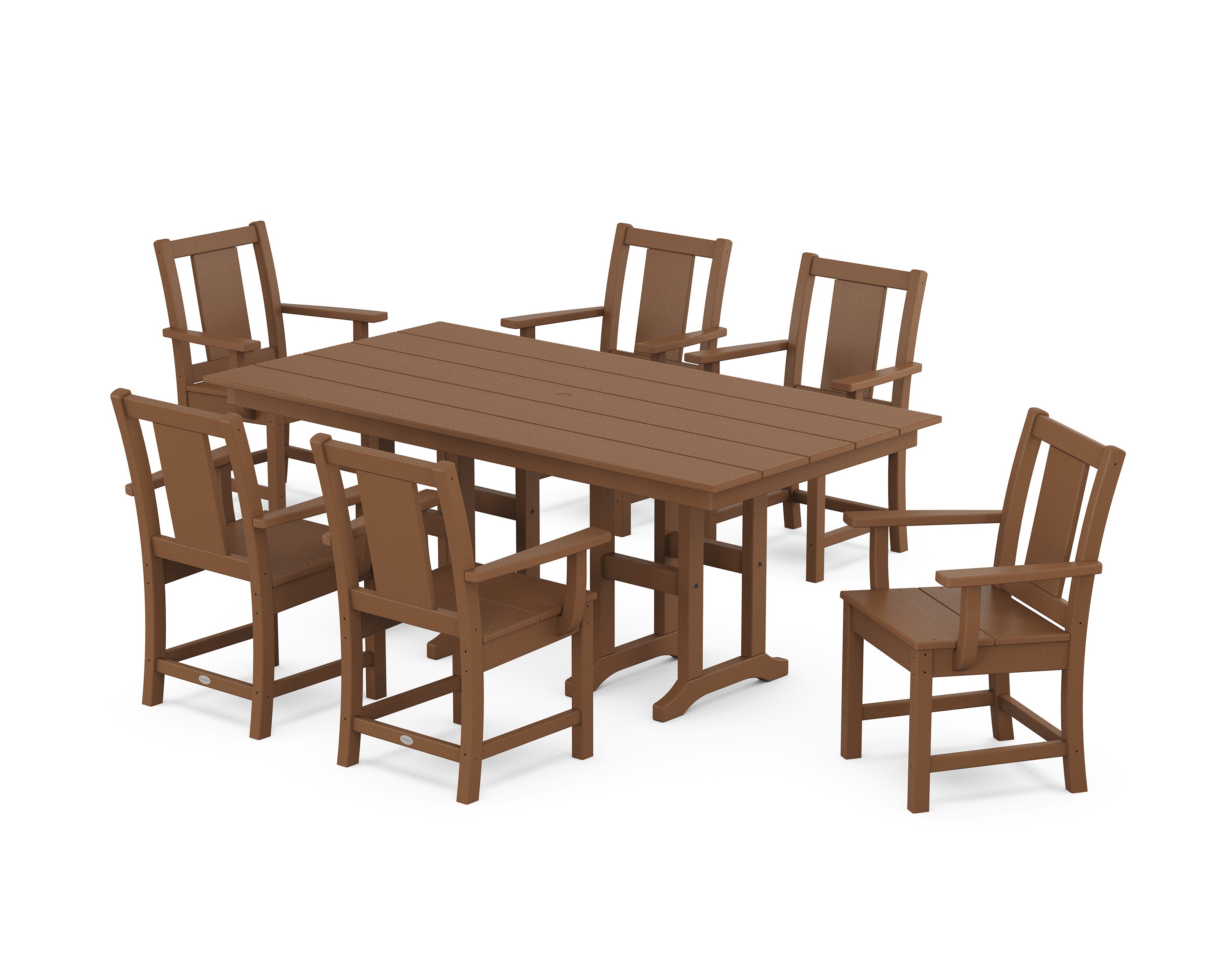 Prairie Arm Chair 7-Piece Farmhouse Dining Set in Teak
