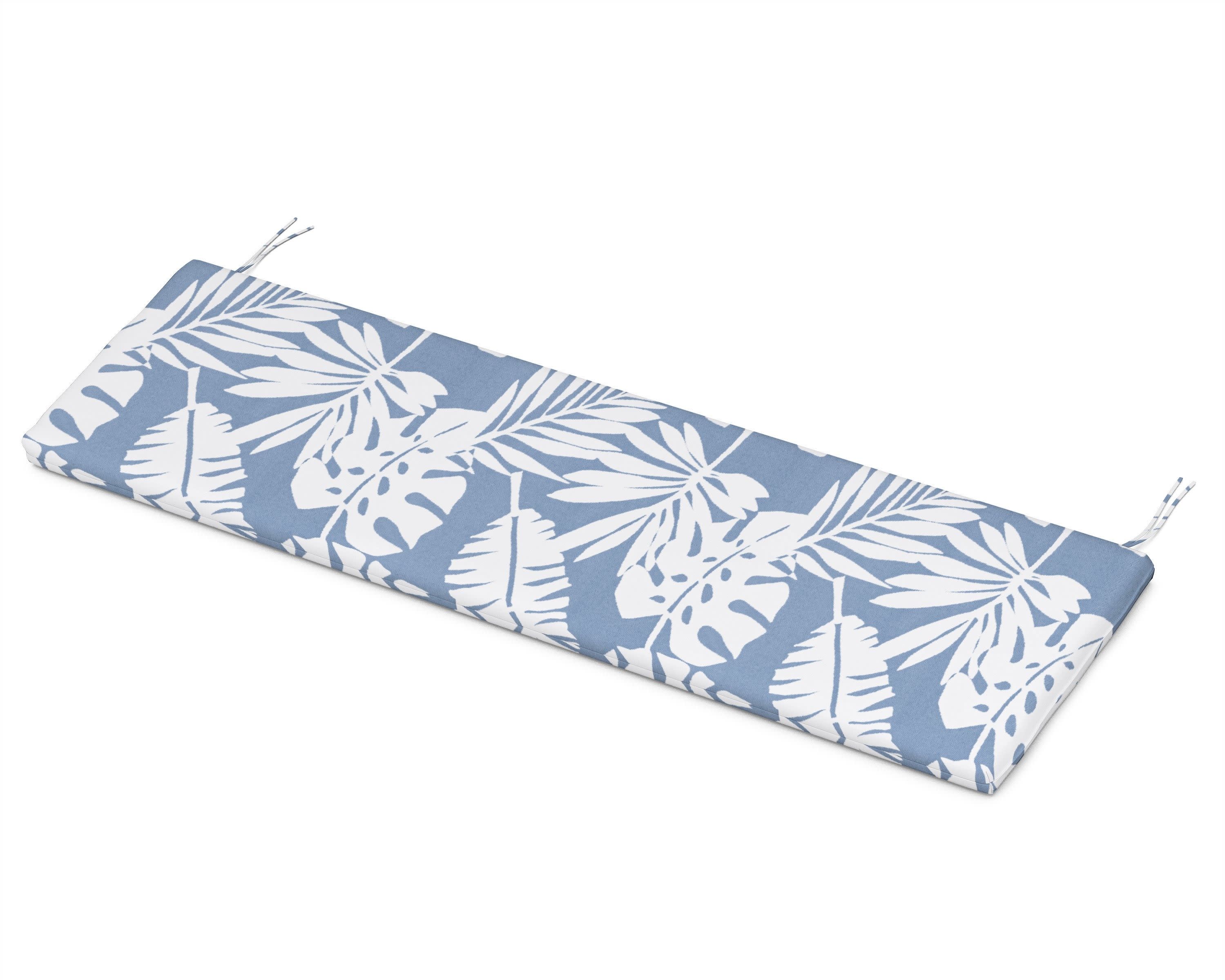 Bench Seat Cushion - 17.5"D x 55"W x 2.5"H in Leaf Sky Blue