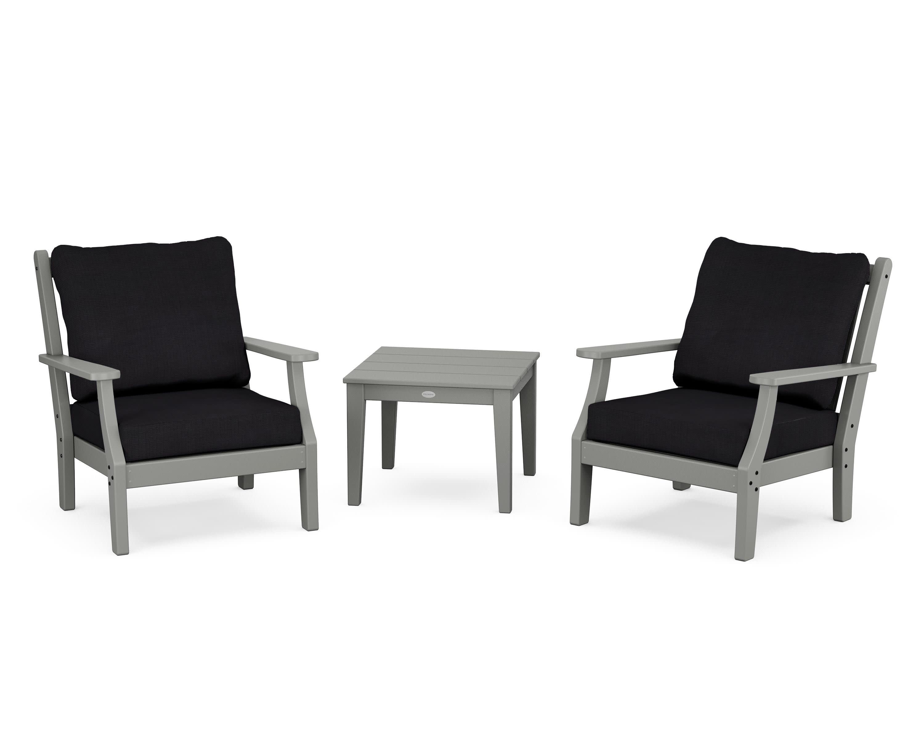 Wovendale 3-Piece Deep Seating Set in Slate Grey / Midnight Linen