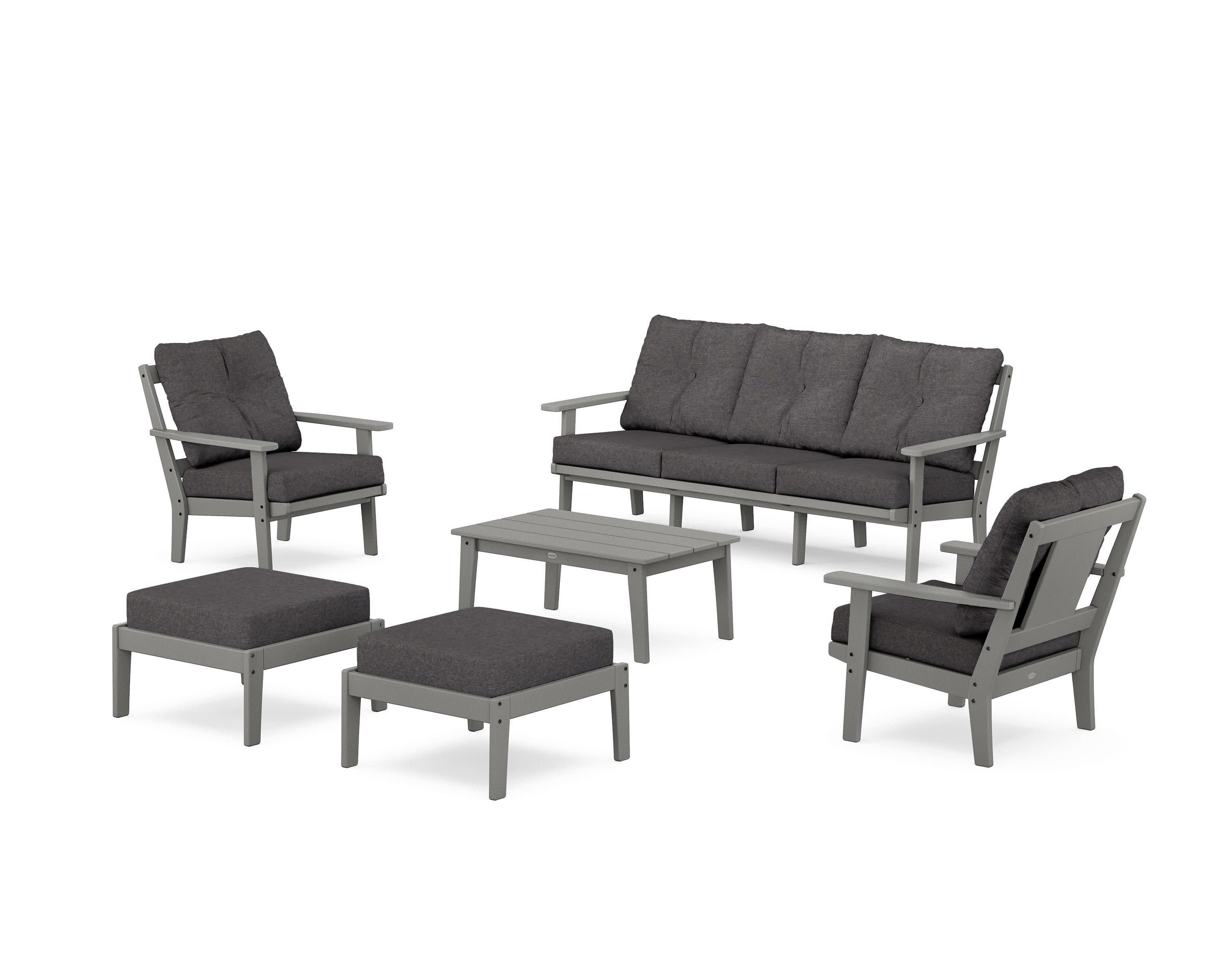 Prairie 6-Piece Lounge Sofa Set in Slate Grey / Ash Charcoal