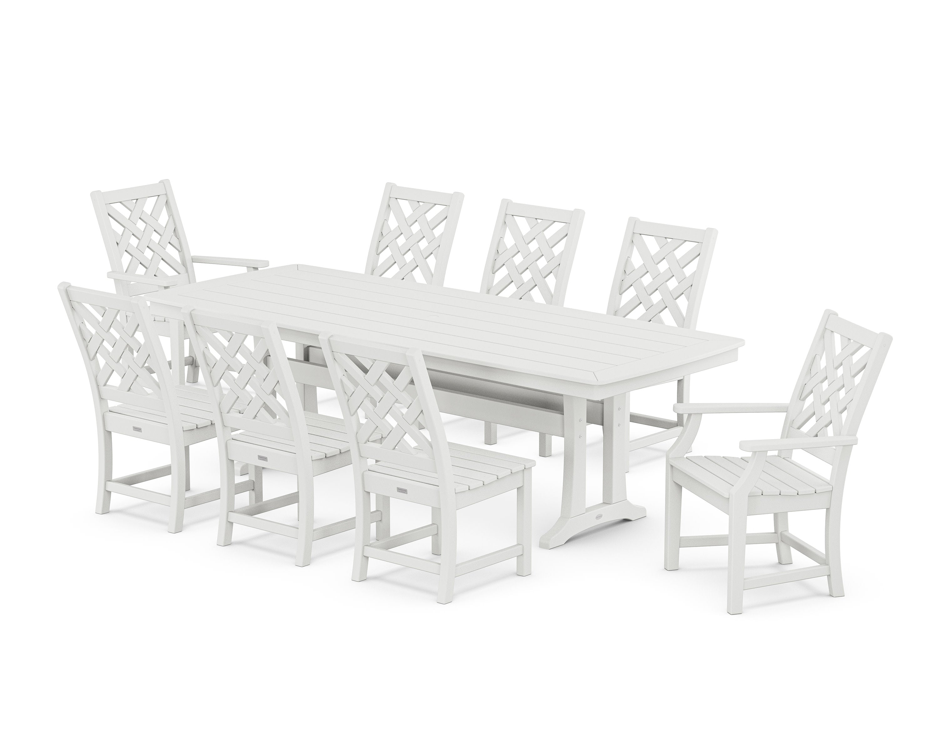 Wovendale 9-Piece Dining Set with Trestle Legs in White