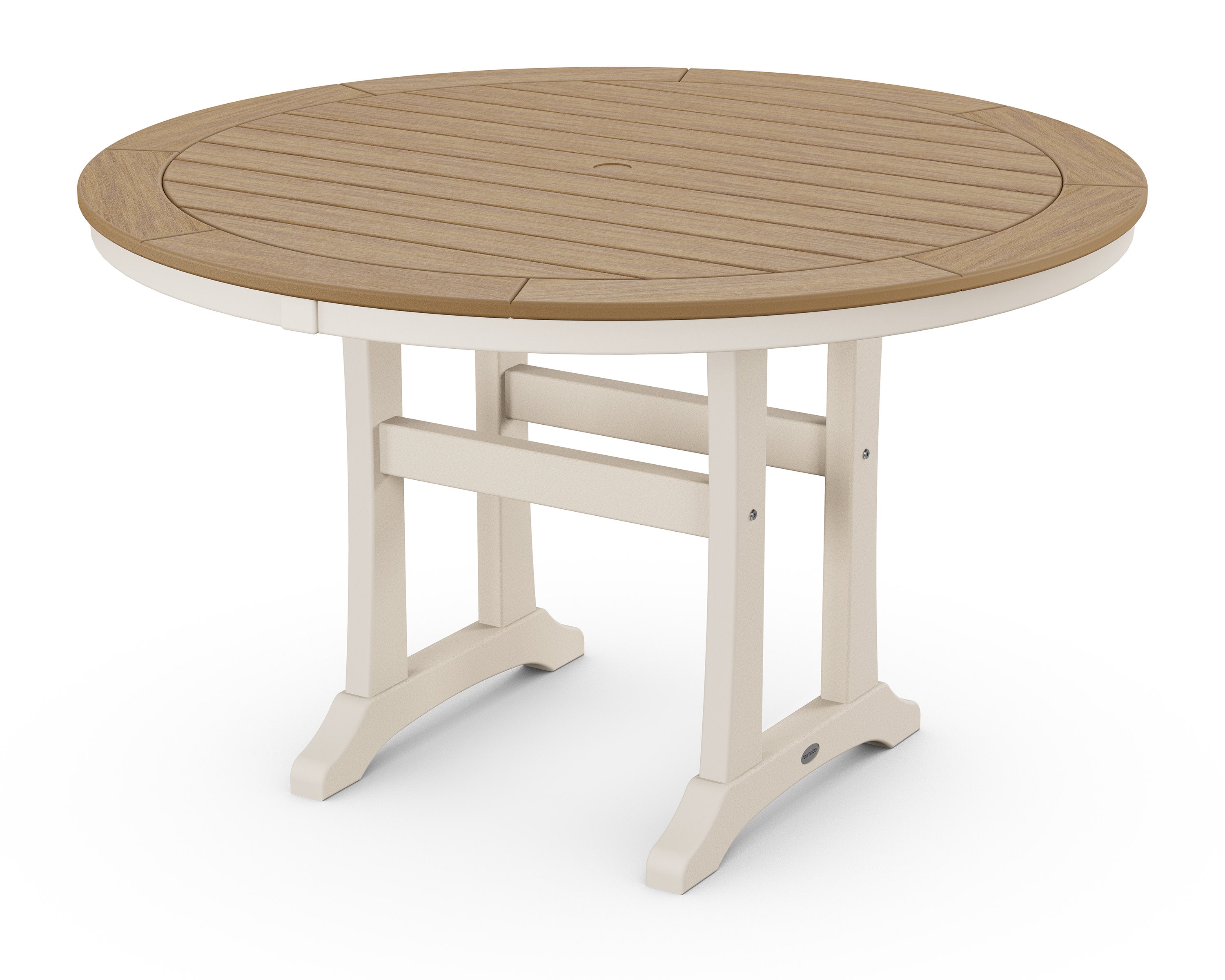 Nautical Trestle 48" Round Dining Table in Sand / Natural