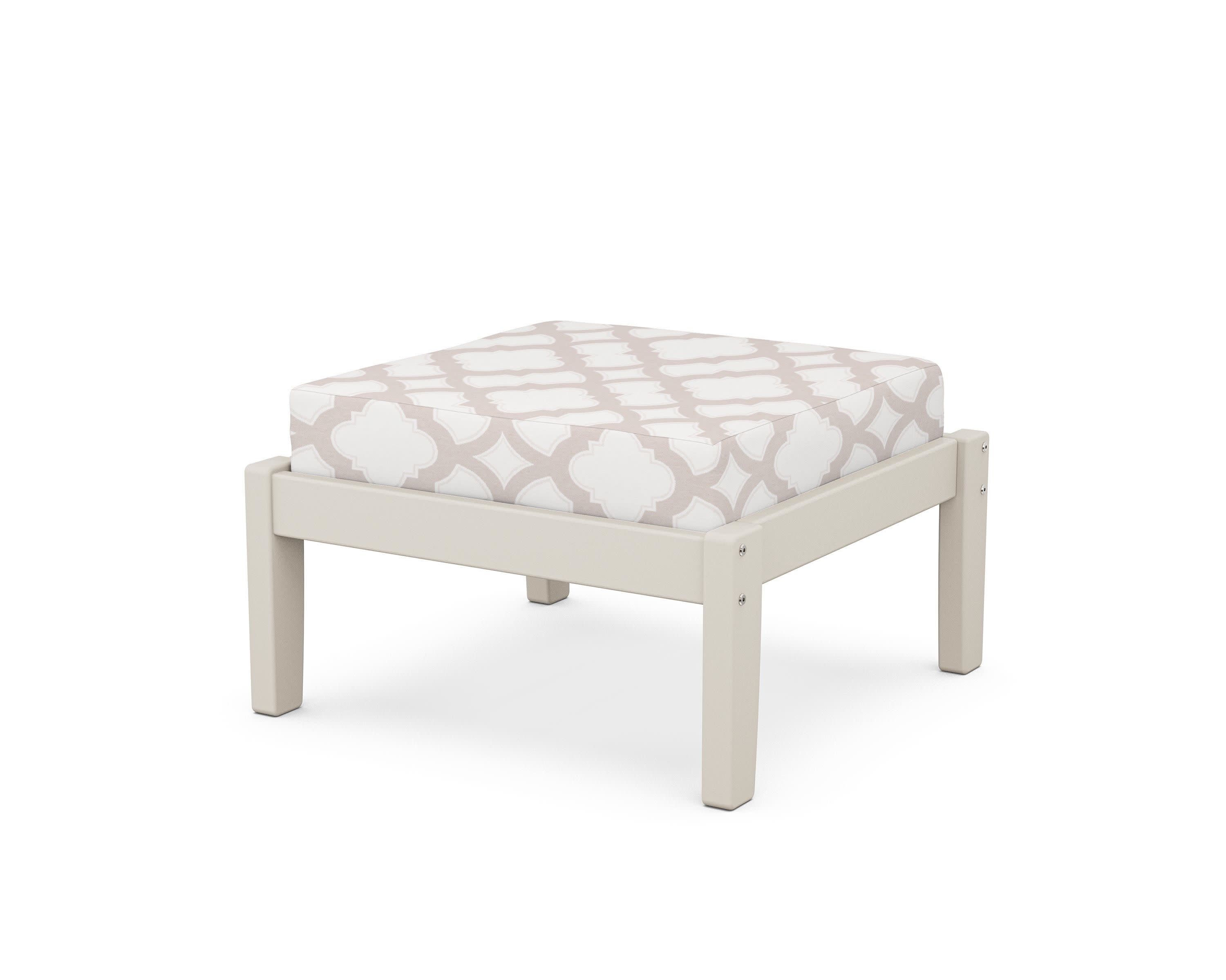 Deep Seating Ottoman in Sand / Trellis Dune Burlap