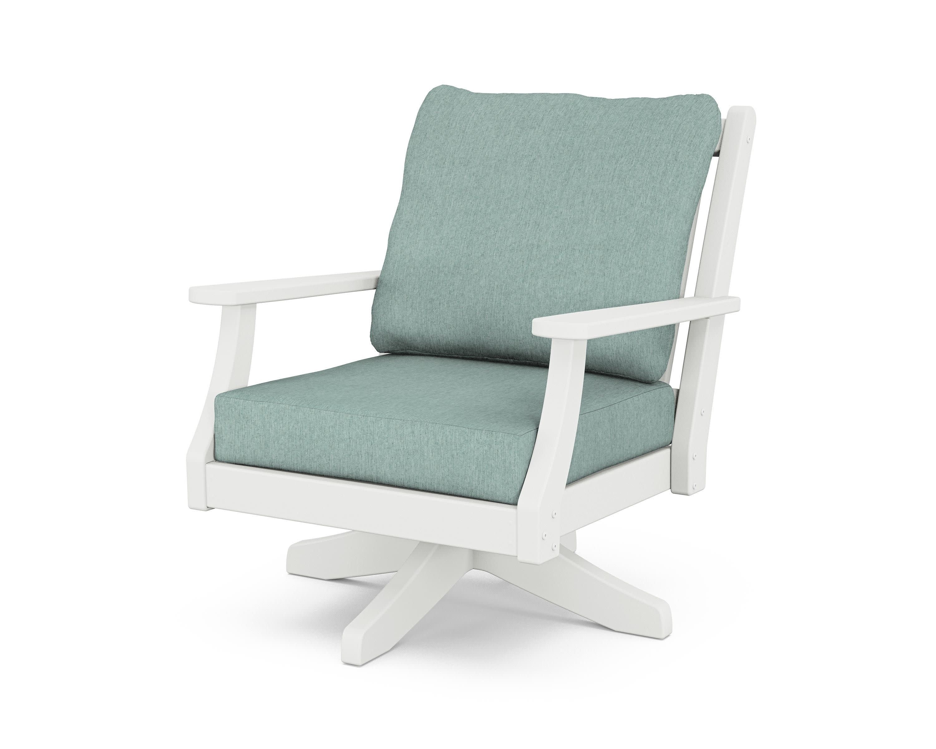Wovendale Deep Seating Swivel Chair in White / Glacier Spa