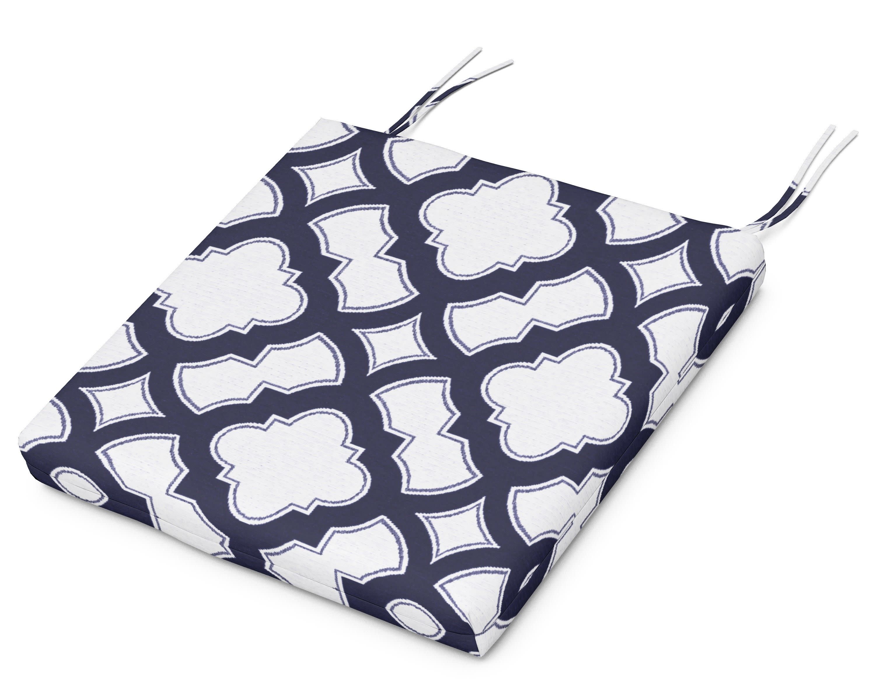 Standard Seat Cushion 17.25"D x 19.25"W x 2.5"H in Trellis Navy