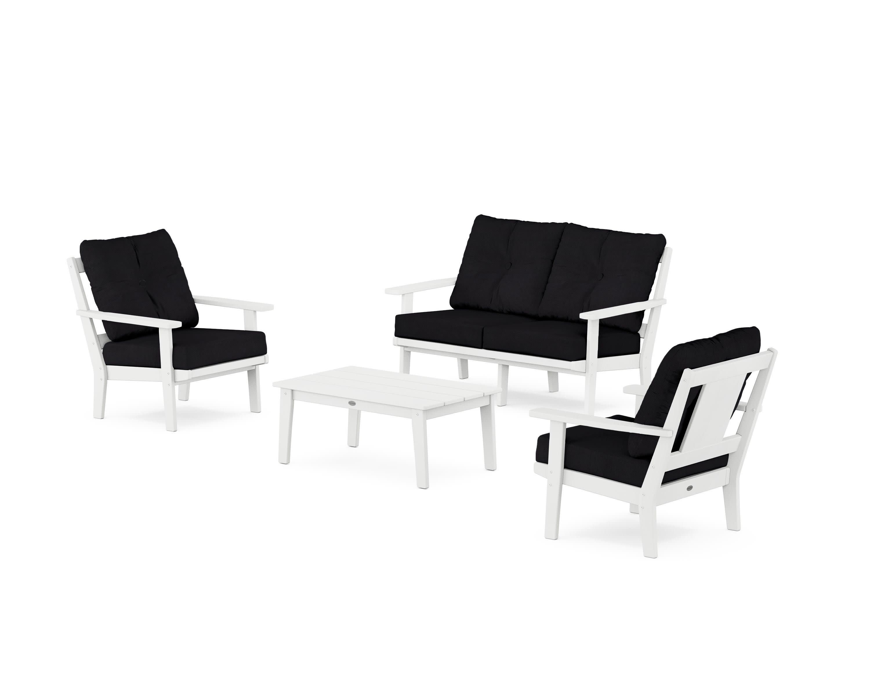 Prairie 4-Piece Deep Seating Set with Loveseat in White / Midnight Linen