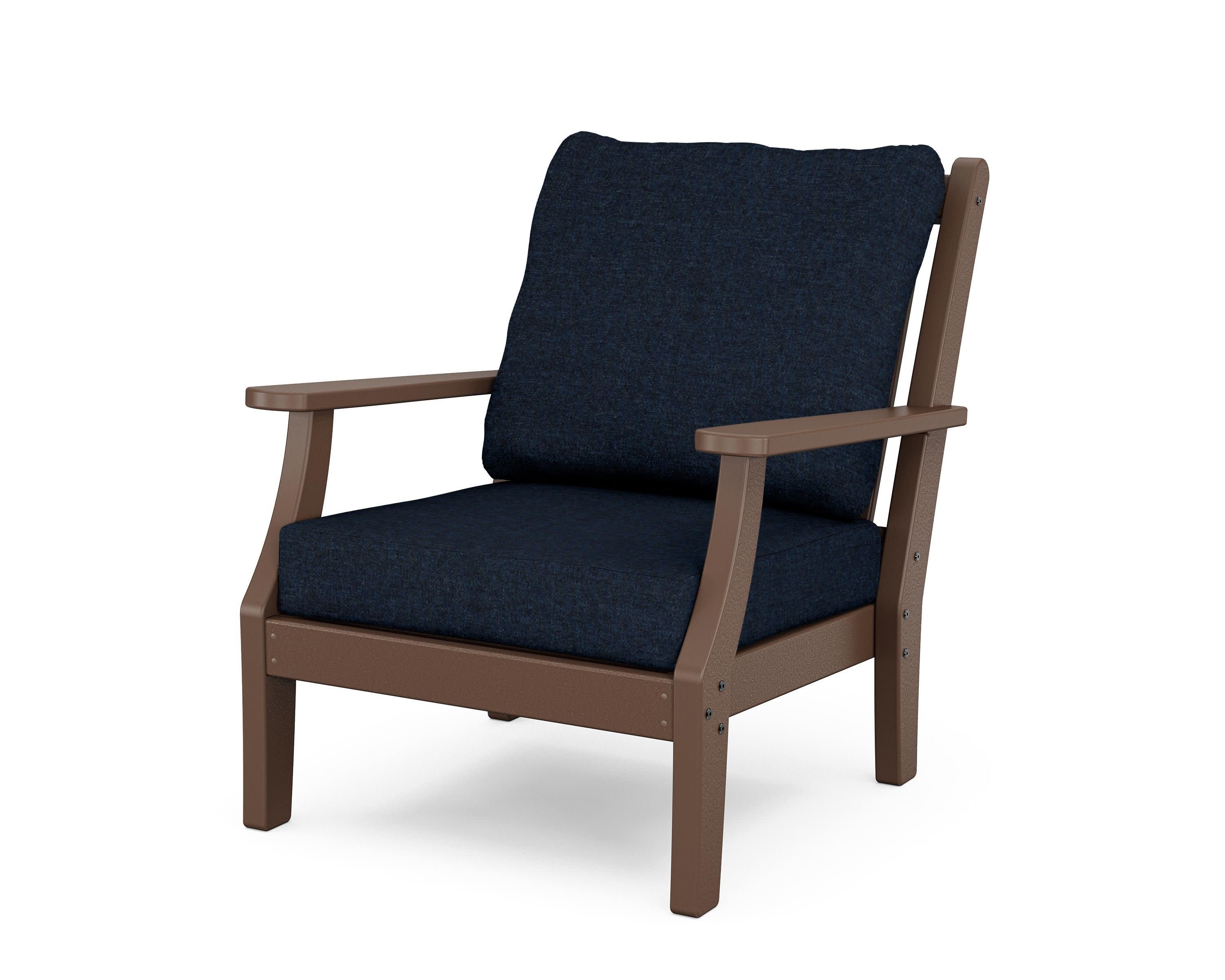 Wovendale Deep Seating Chair in Mahogany / Marine Indigo