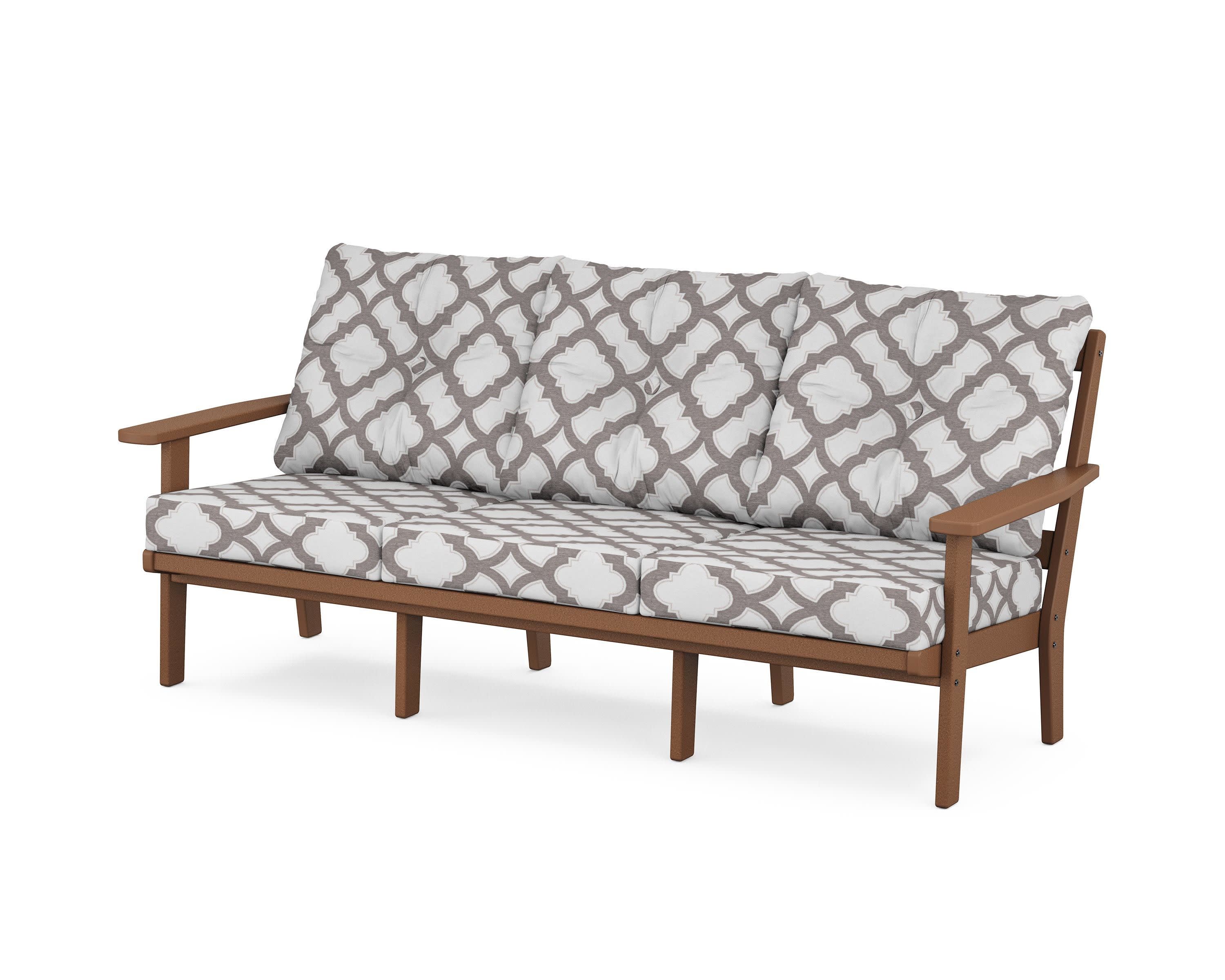 PrairieDeep Seating Sofa in Teak / Trellis Grey Mist