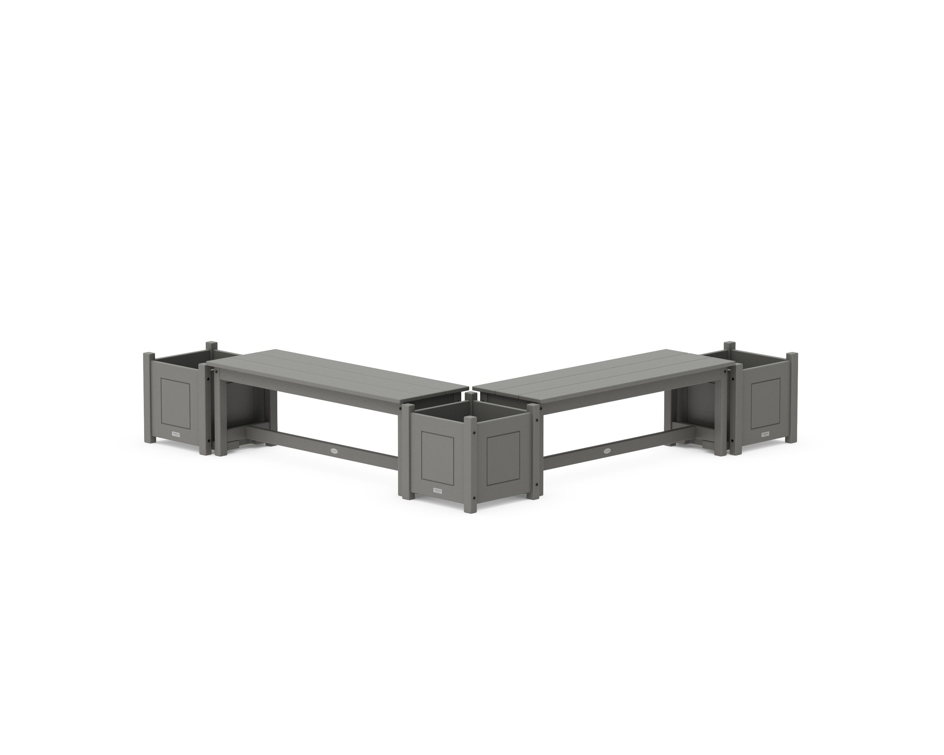 48" Country Living L- Shaped Planter Bench Corner Set in Slate Grey
