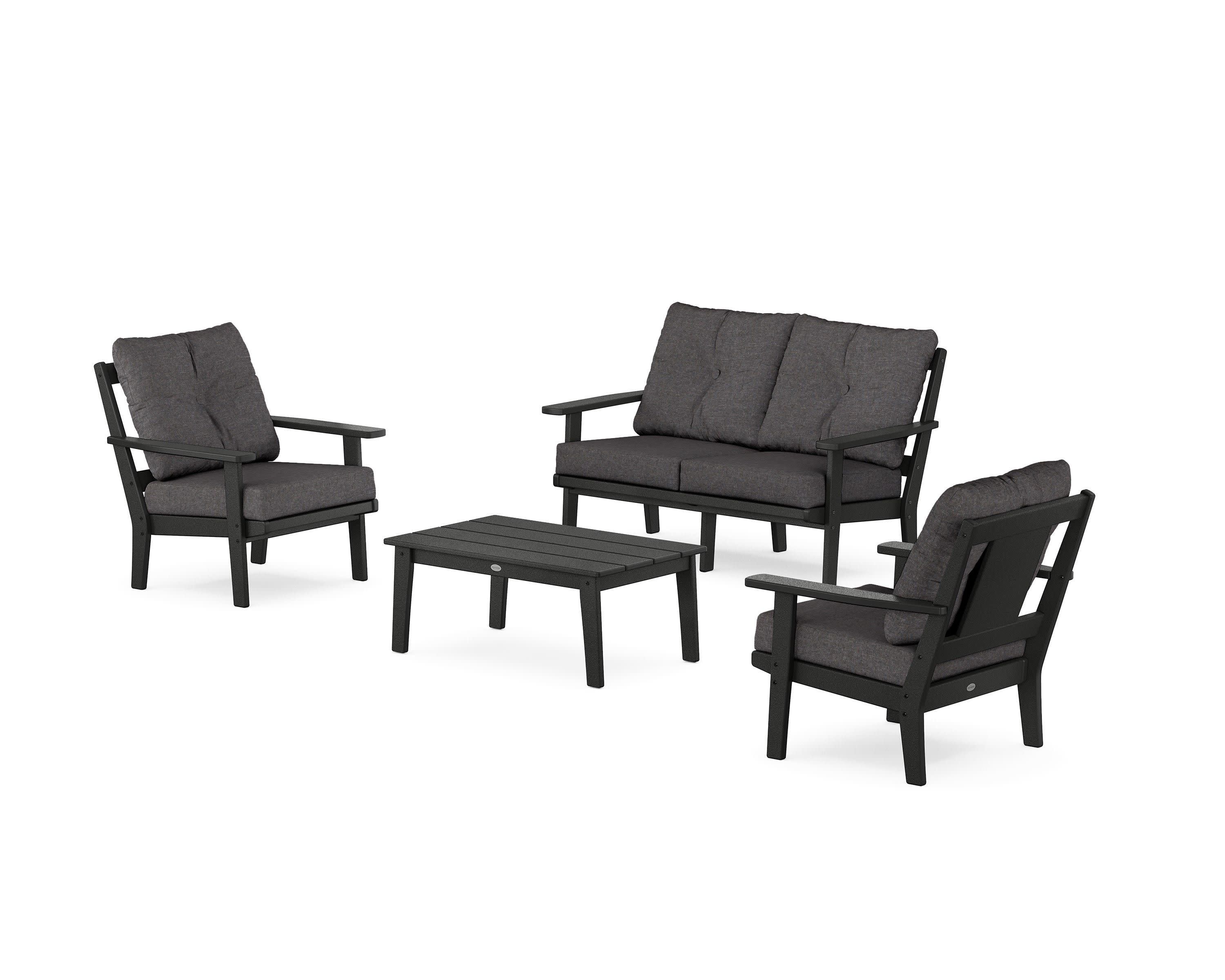 Prairie 4-Piece Deep Seating Set with Loveseat in Black / Ash Charcoal