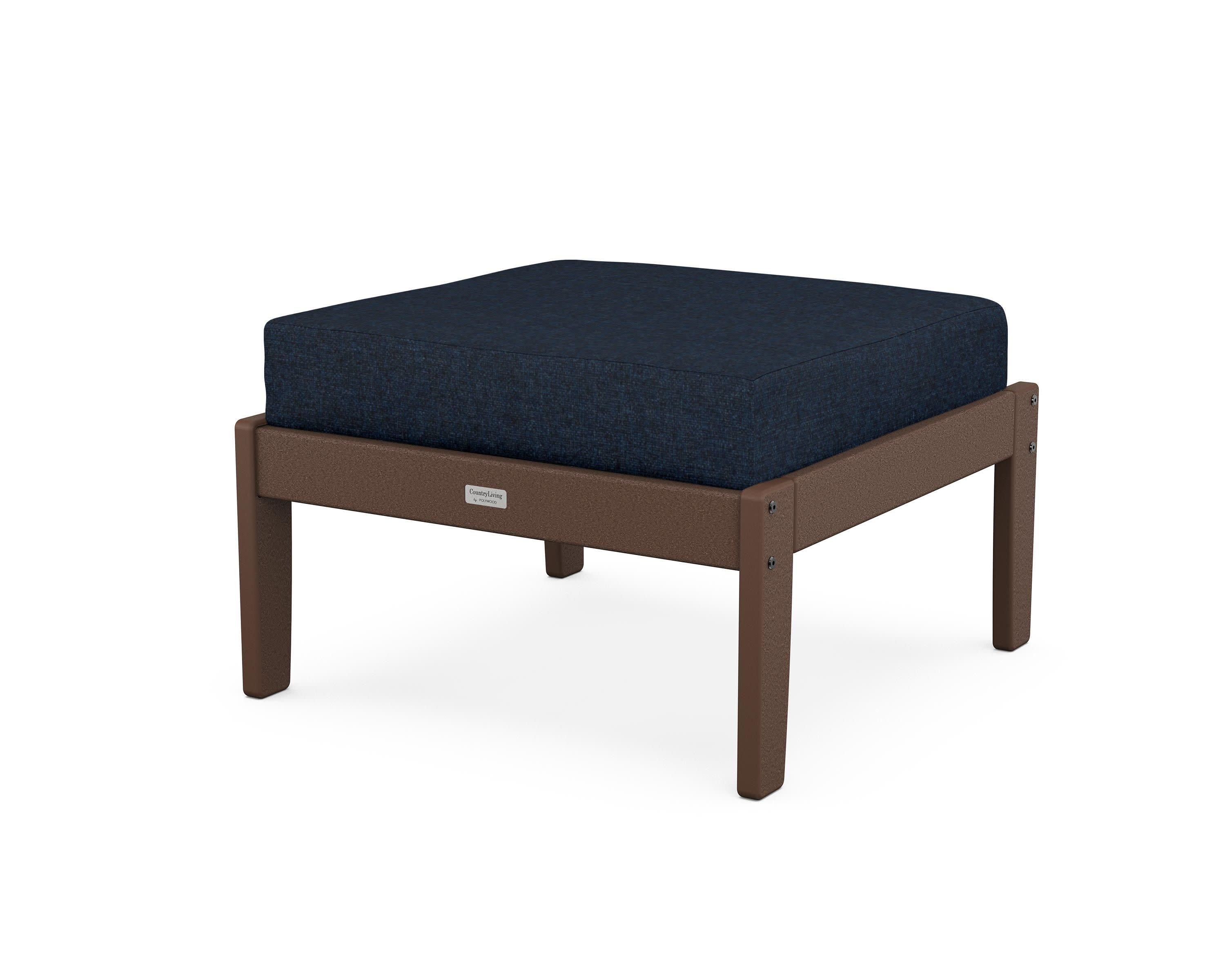 Cottage Deep Seating Ottoman in Mahogany / Marine Indigo