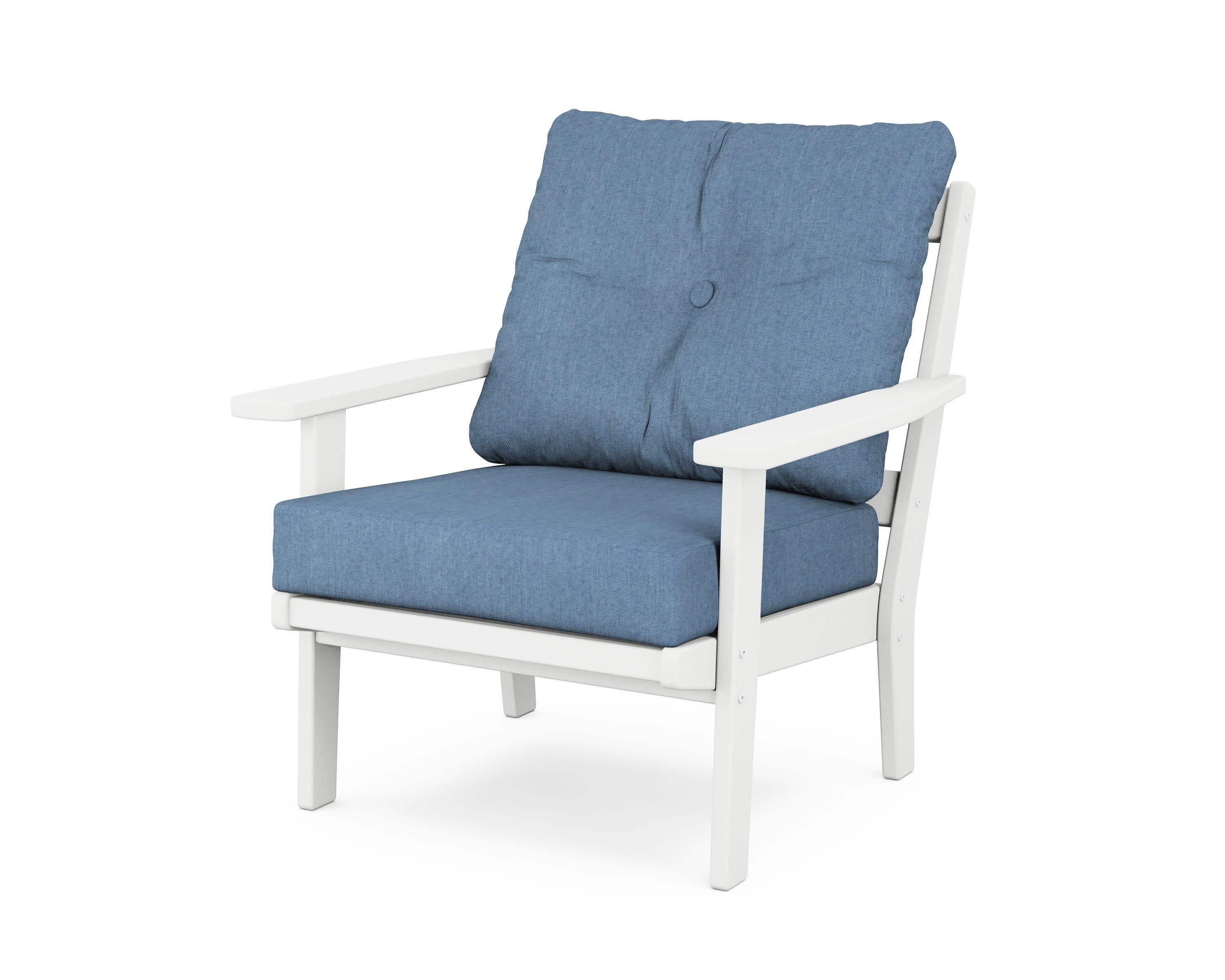 Prairie Deep Seating Chair in White / Sky Blue