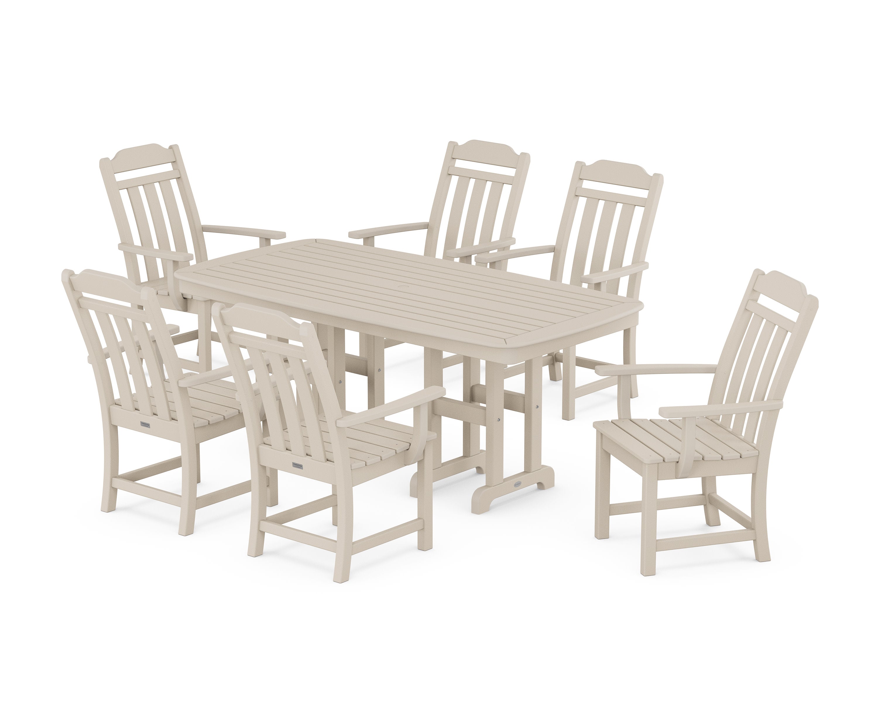 Cottage Arm Chair 7-Piece Dining Set in Sand