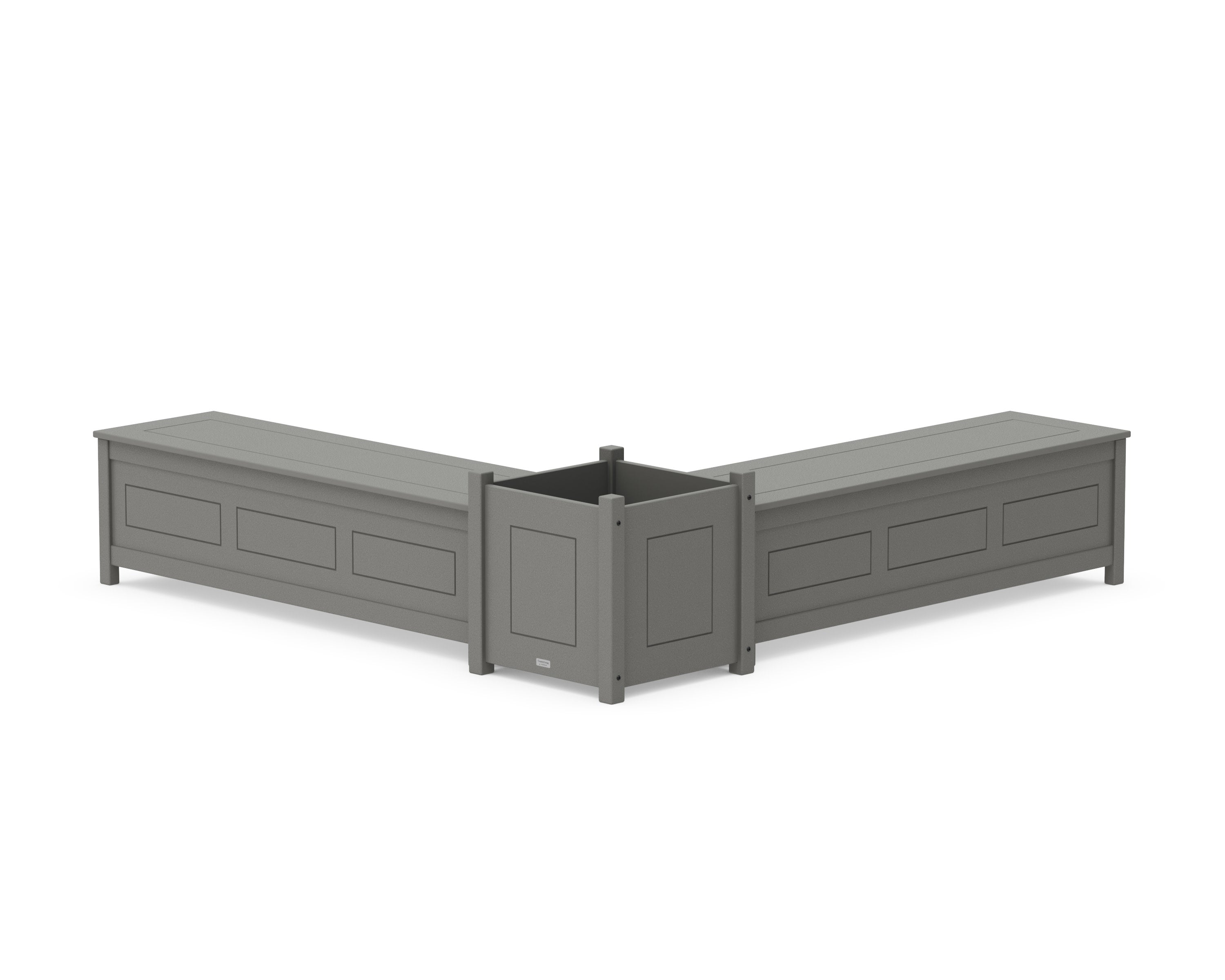 60" Country Living L- Shaped Planter Storage Bench Set- Large in Slate Grey