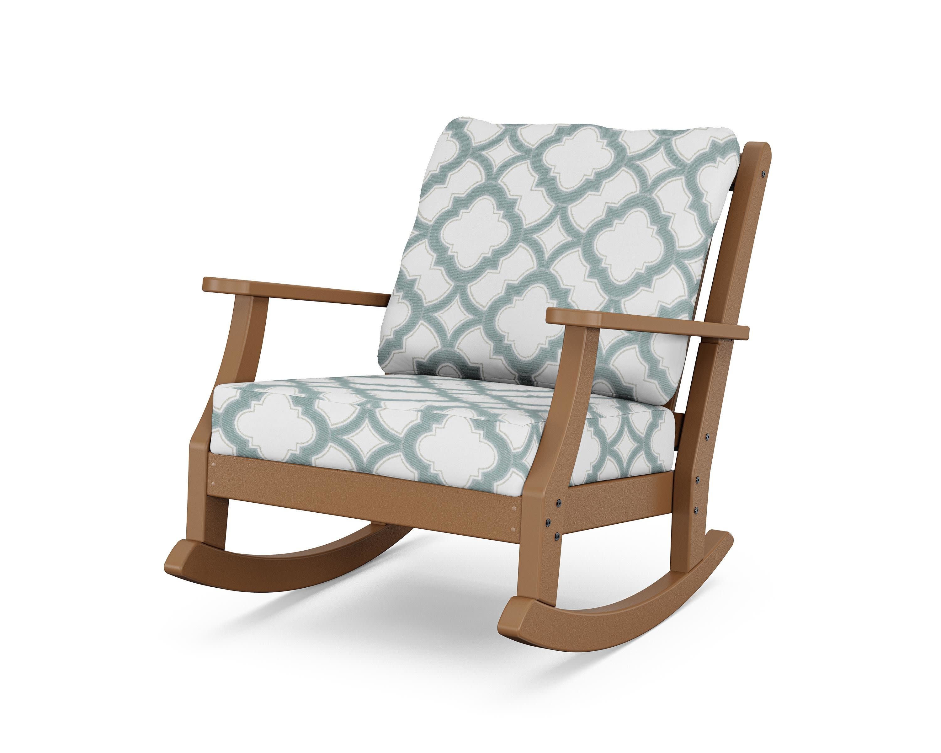 Wovendale Deep Seating Rocking Chair in Teak / Trellis Glacier Spa