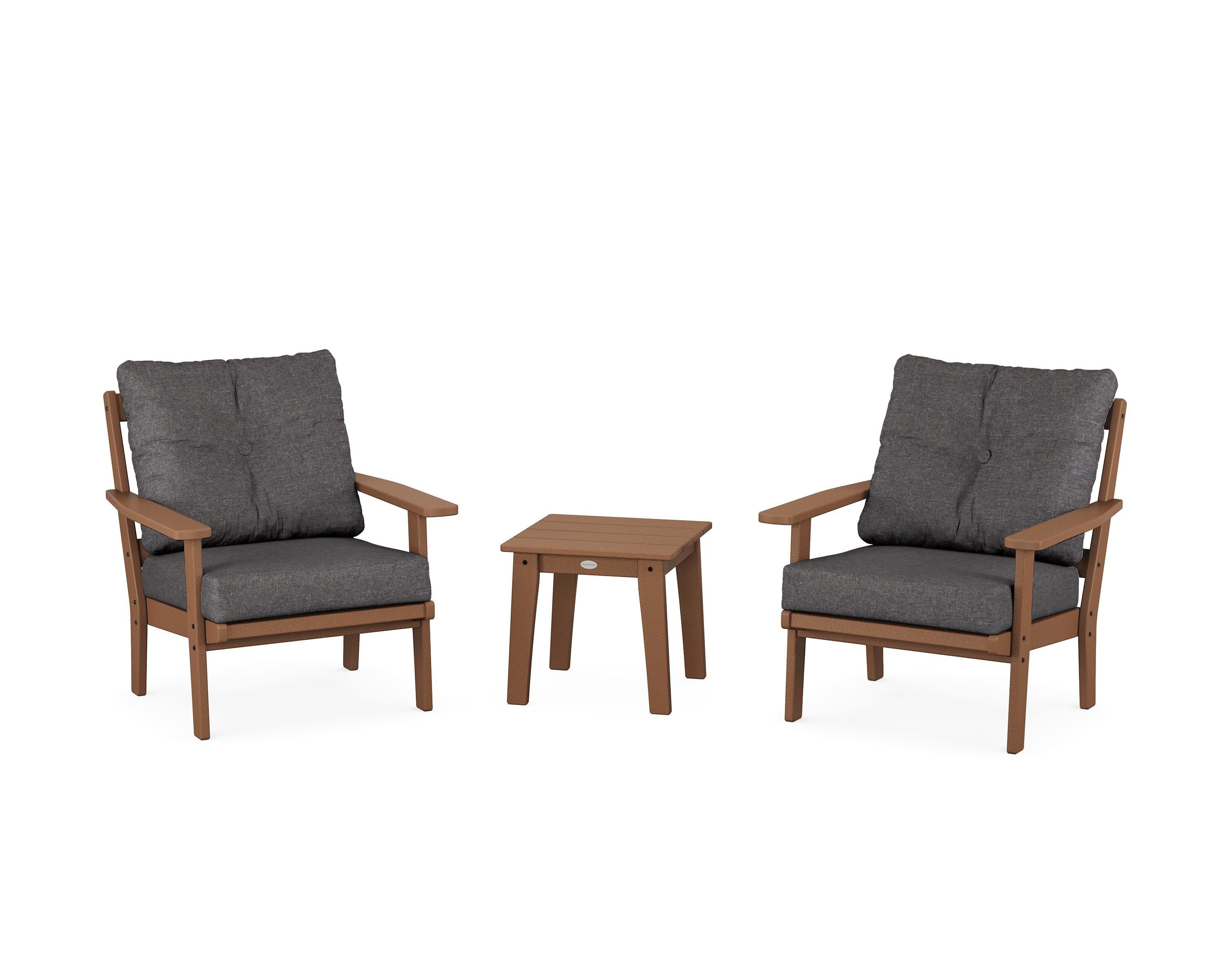 Prairie 3-Piece Deep Seating Set in Teak / Ash Charcoal