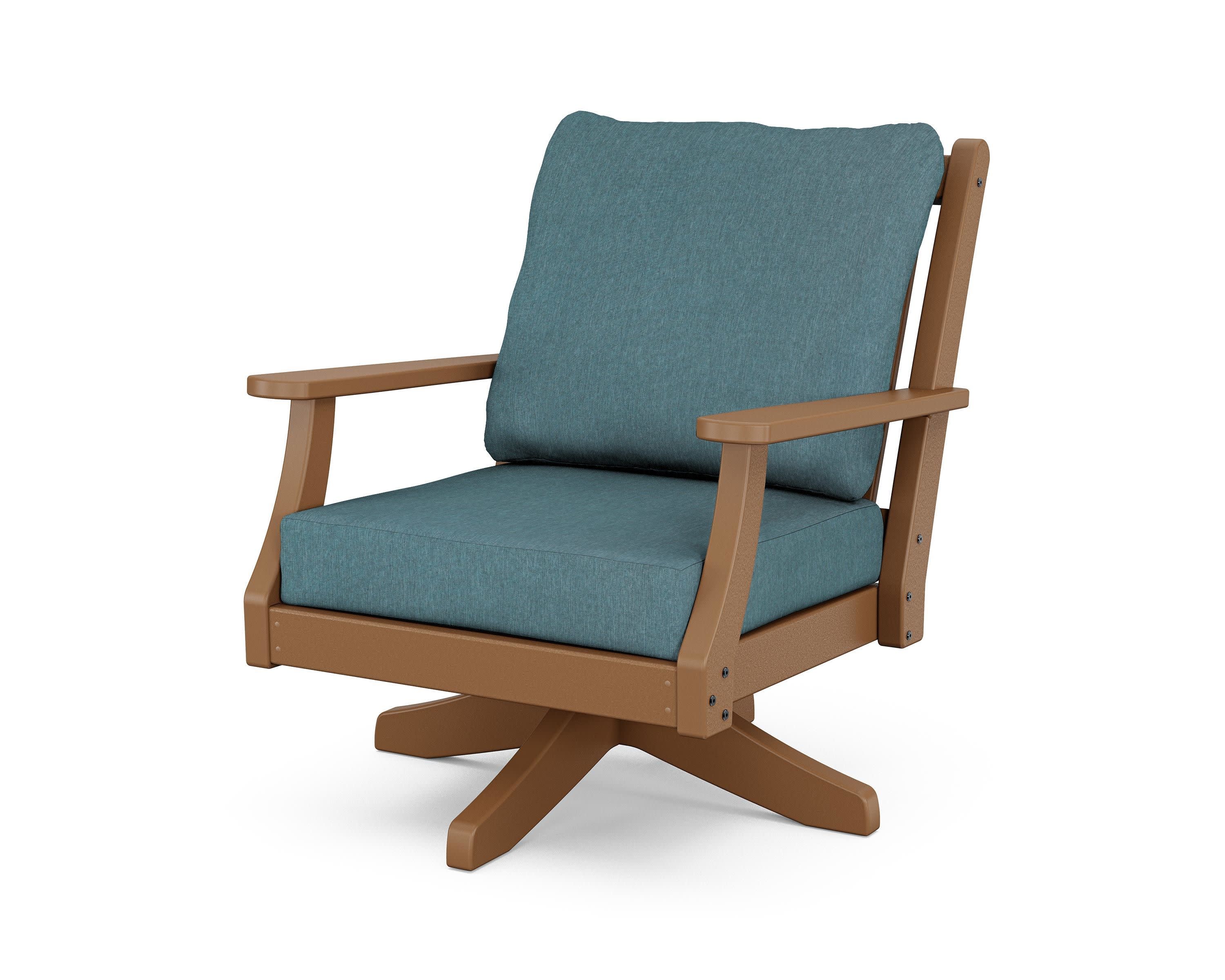 Wovendale Deep Seating Swivel Chair in Teak / Ocean Teal