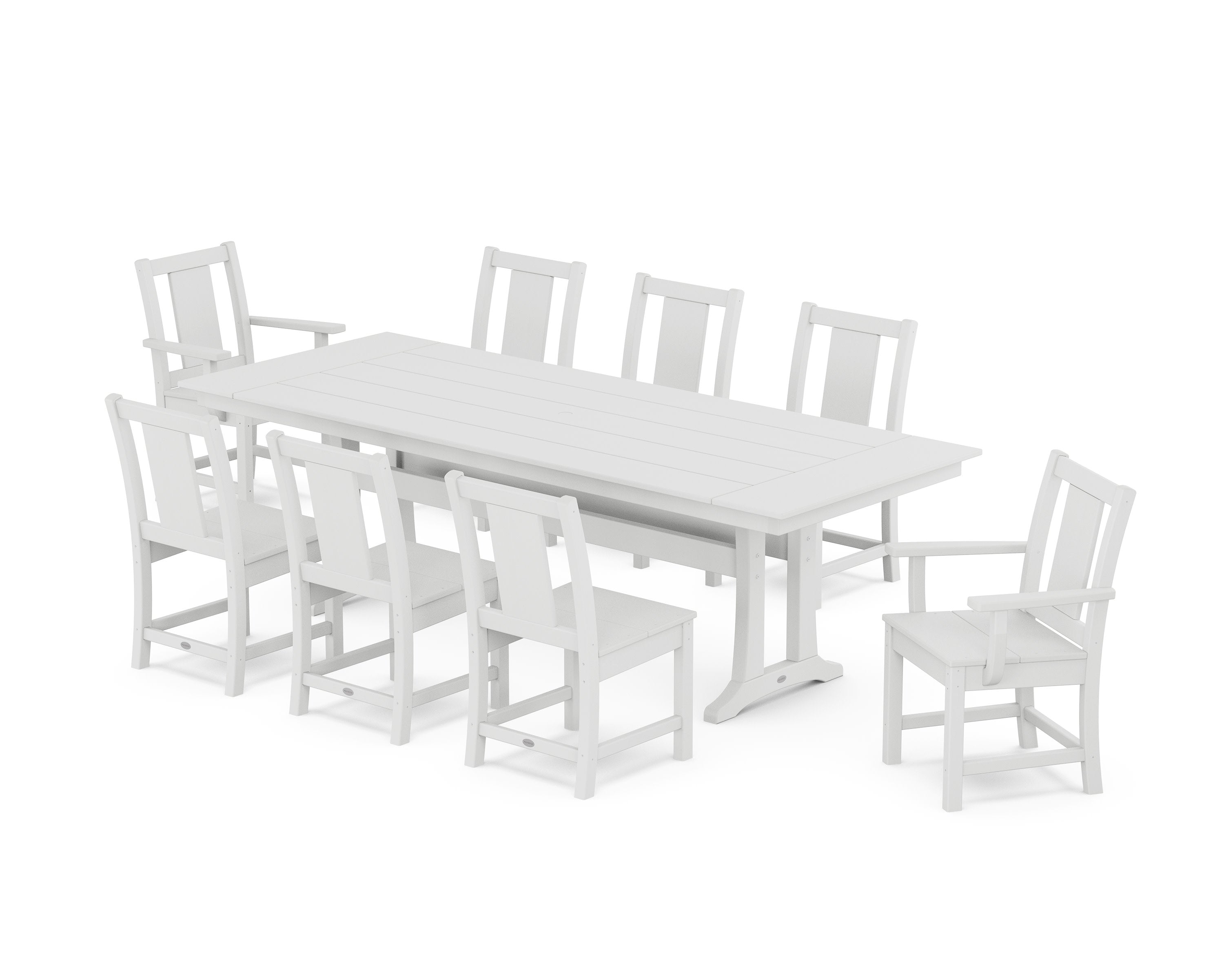 Prairie 9-Piece Farmhouse Dining Set with Trestle Legs in White