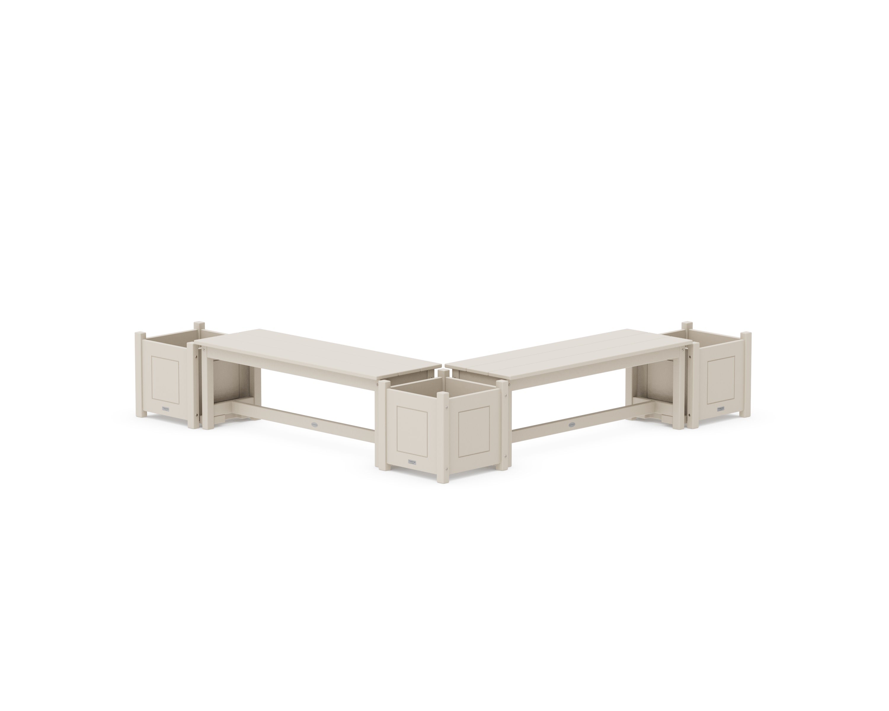 48" Country Living L- Shaped Planter Bench Corner Set in Sand