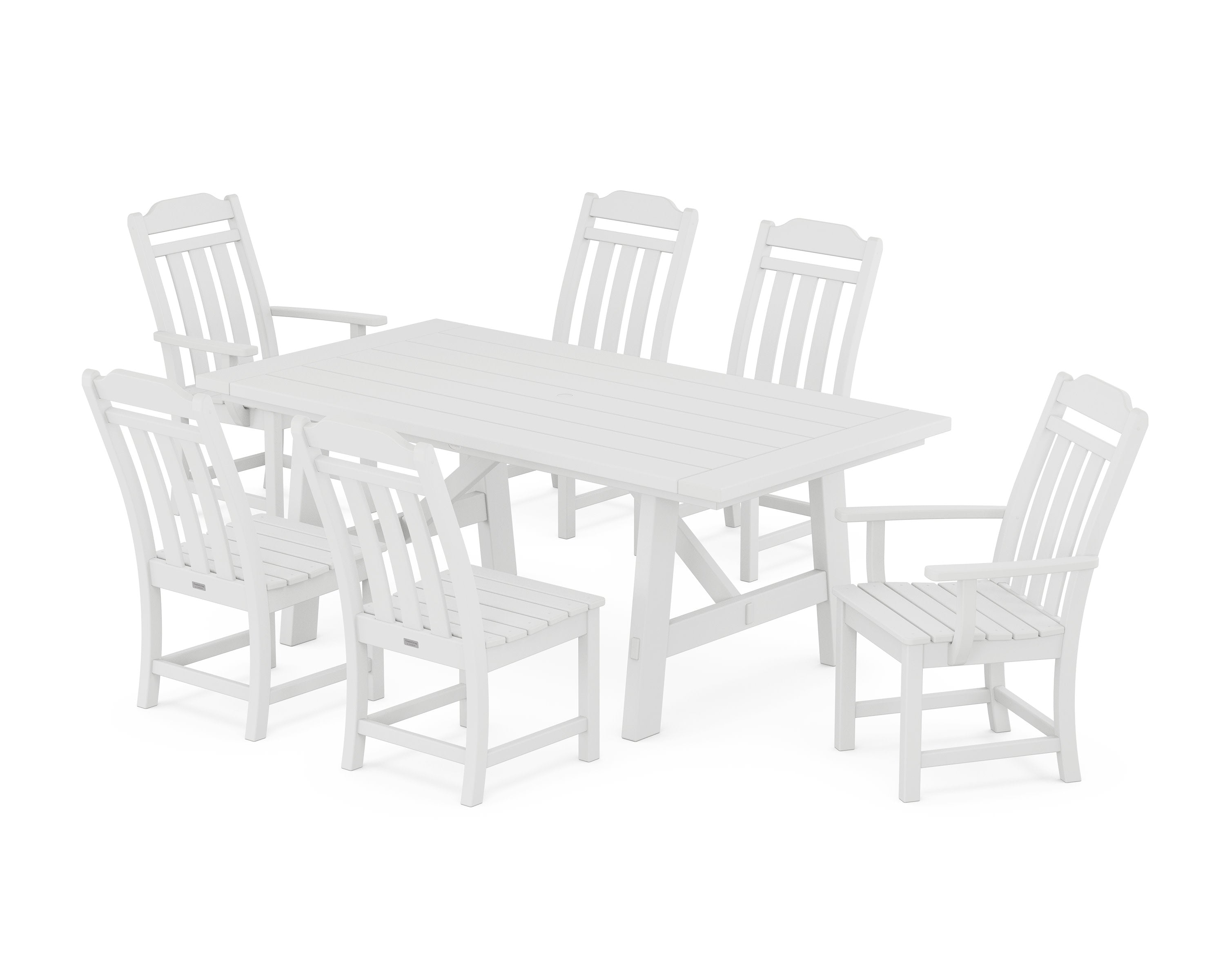 Cottage 7-Piece Rustic Farmhouse Dining Set in White