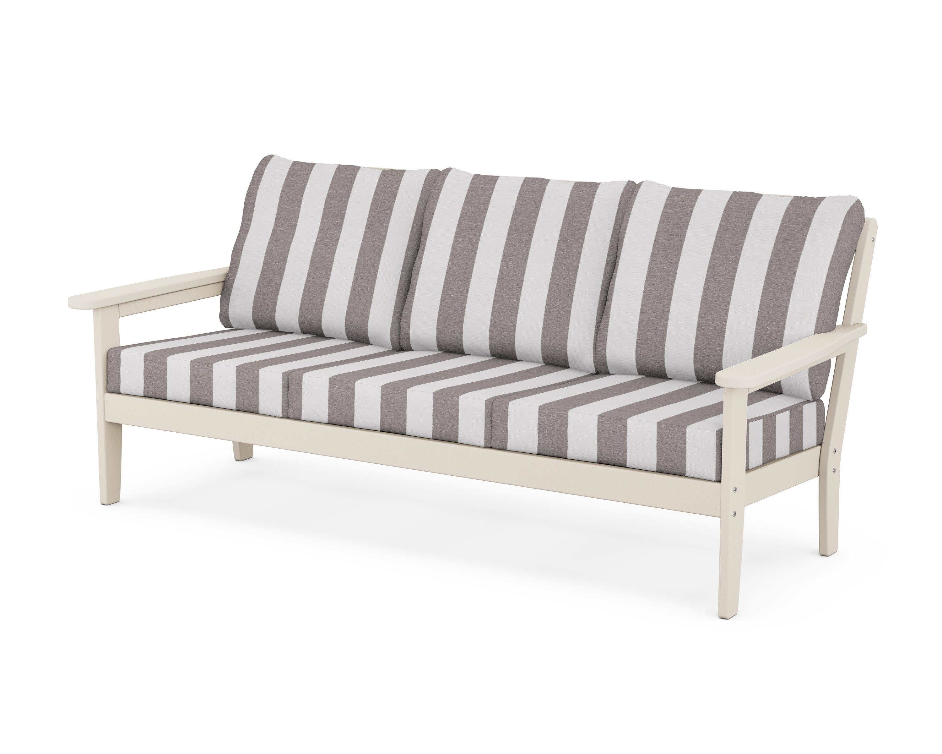 Cottage Deep Seating Sofa in Sand / Cabana Stripe Grey Mist