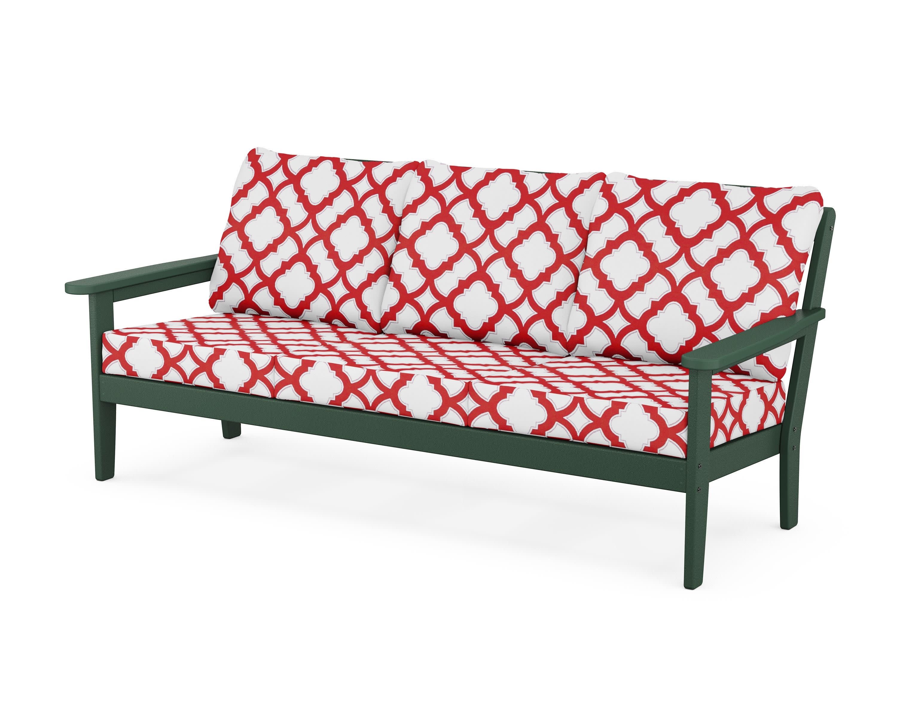 Cottage Deep Seating Sofa in Green / Trellis Crimson