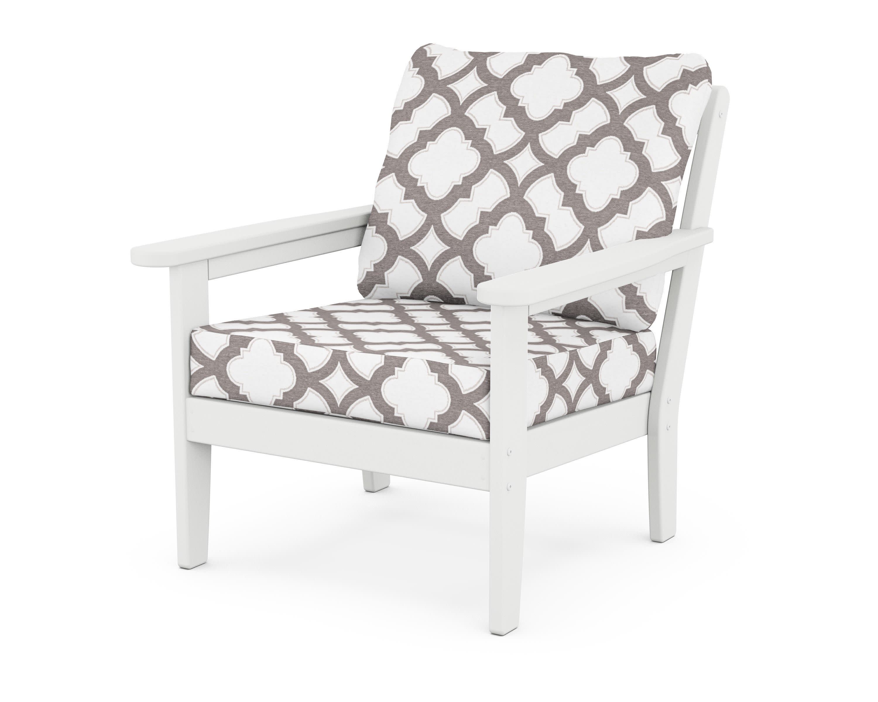 Cottage Deep Seating Chair in White / Trellis Grey Mist