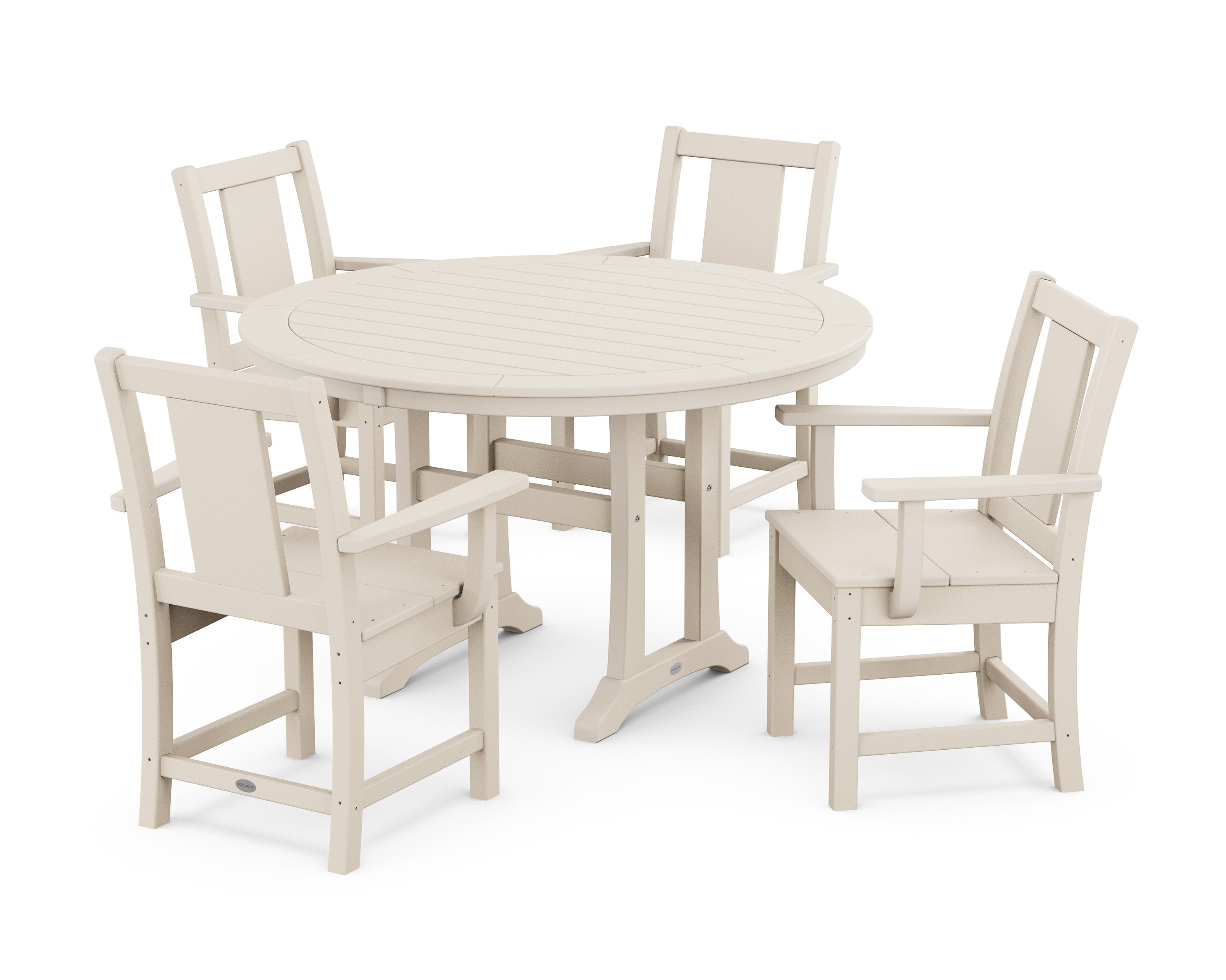 Prairie 5-Piece Round Dining Set with Trestle Legs in Sand