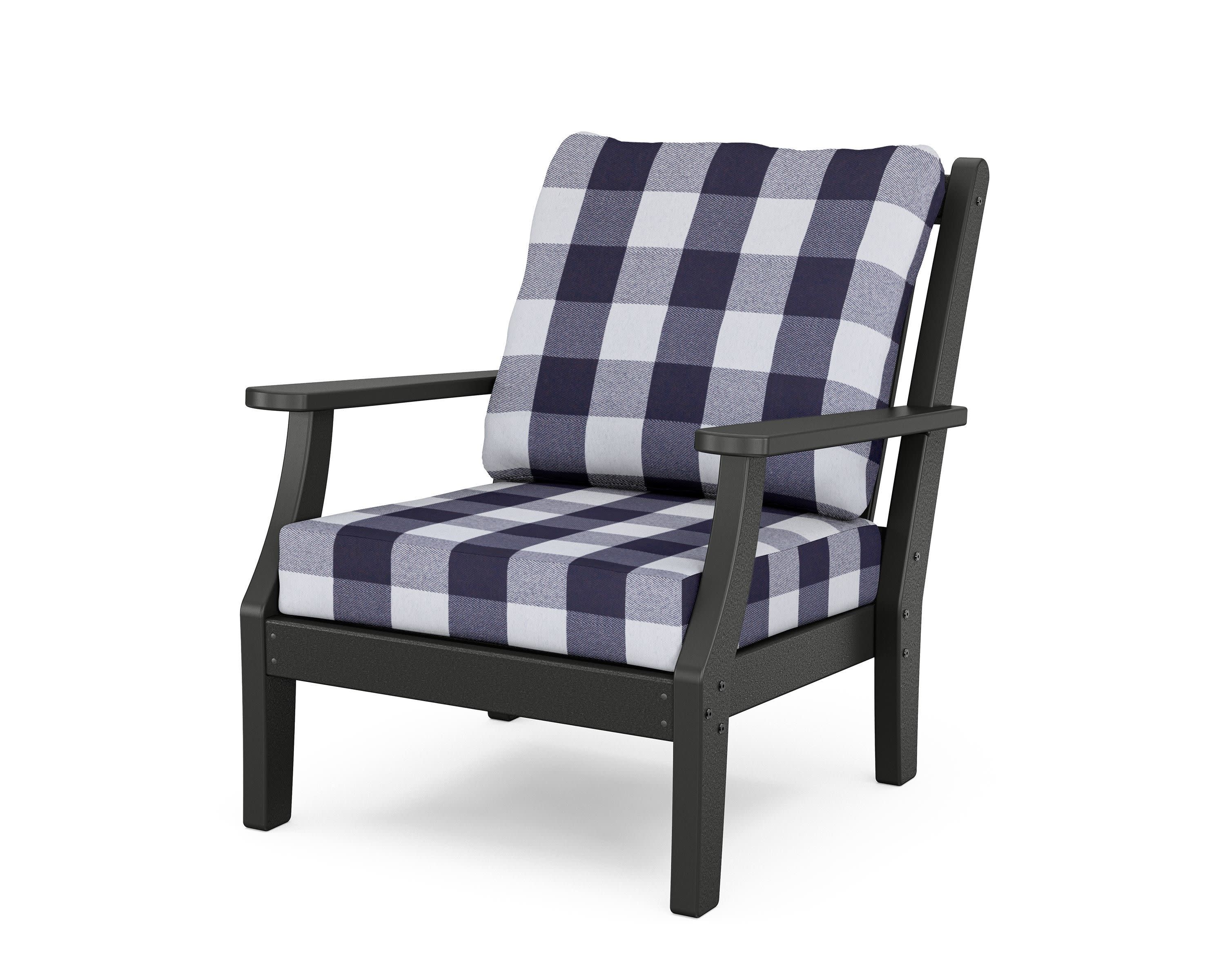 Wovendale Deep Seating Chair in Black / Buffalo Plaid Navy